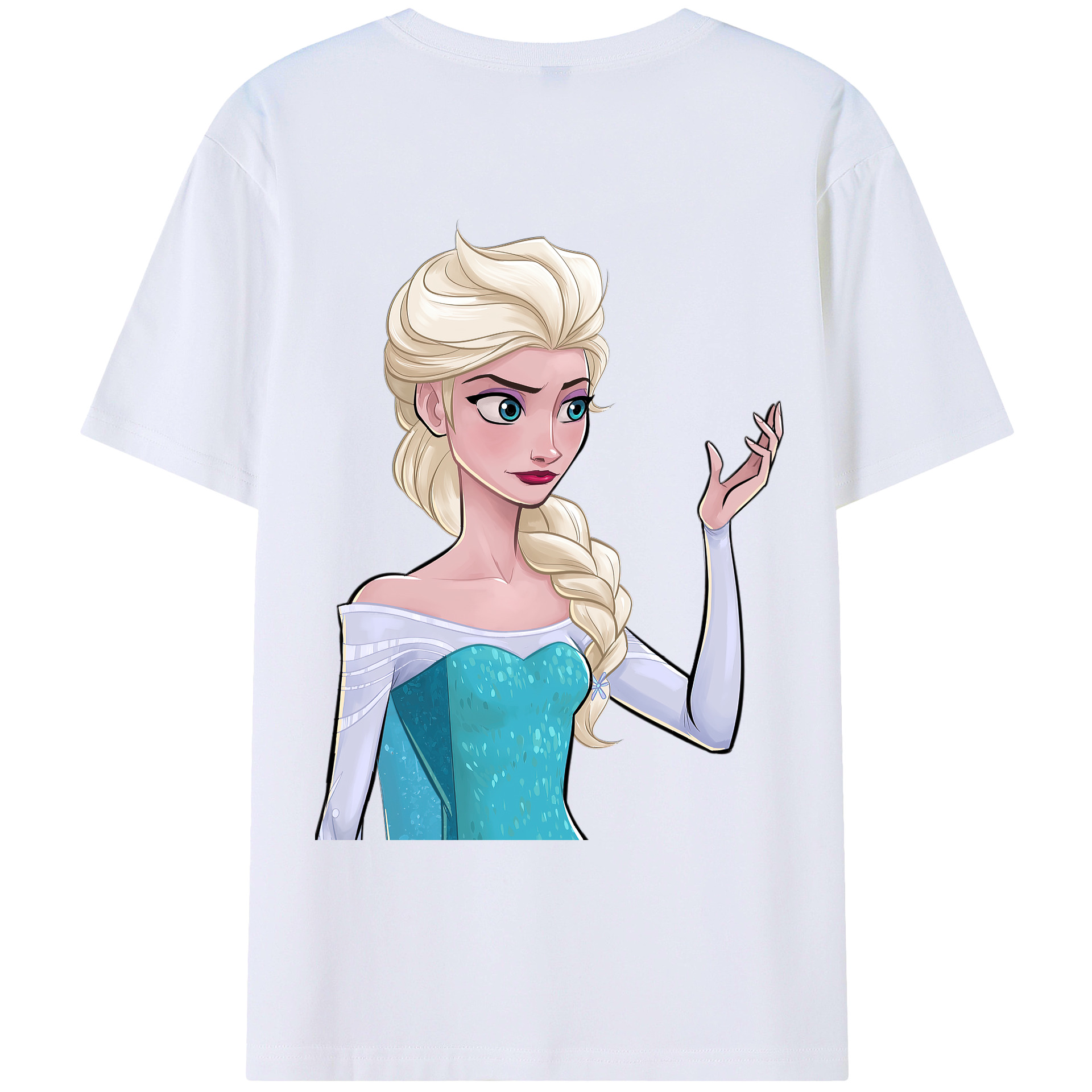 （画像用） アナと雪の女王 アンナ エルサ Frozen Anna Elsa 綿100％ メンズ半袖Tシャツ（バックプリント） 通気性