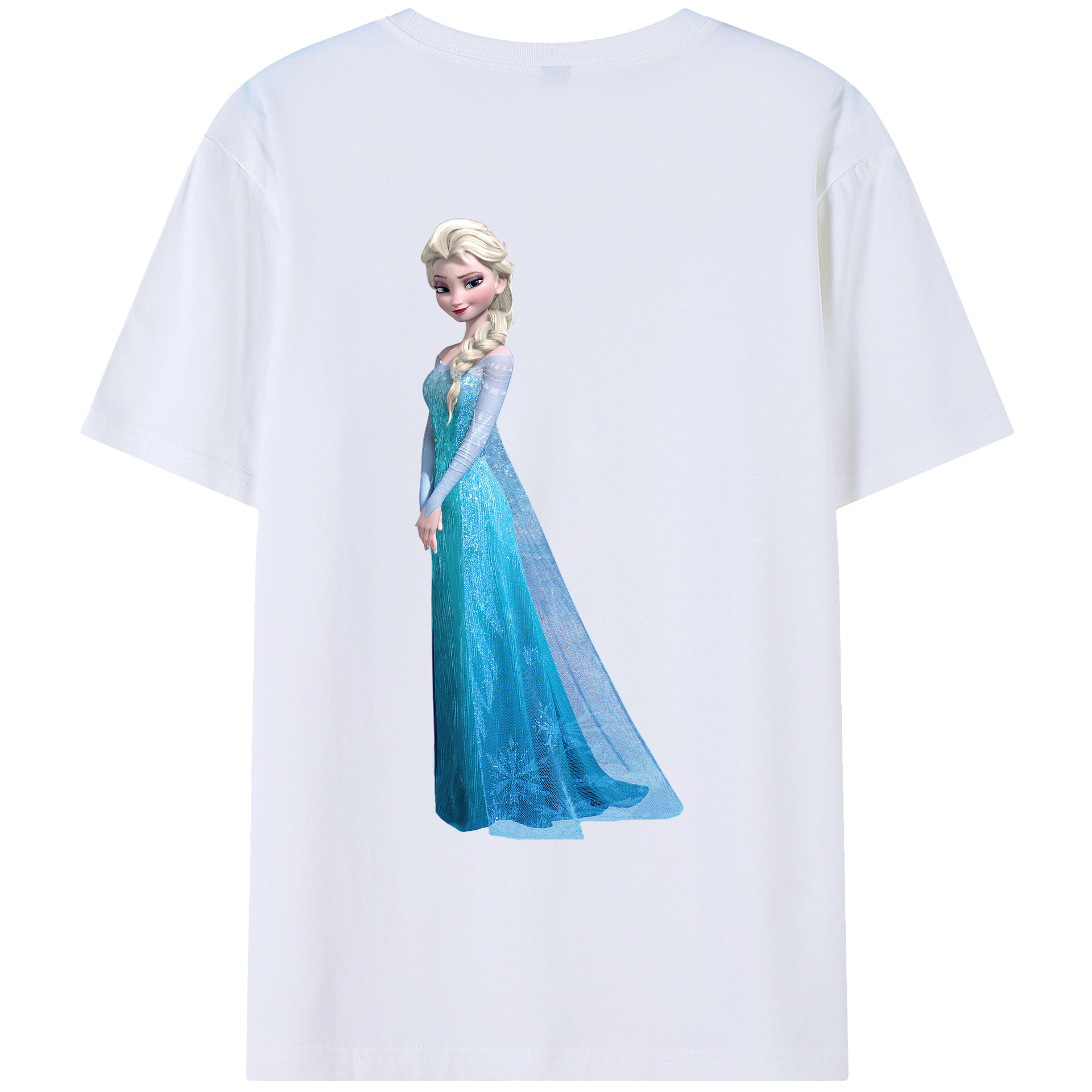 （画像用） アナと雪の女王 アンナ エルサ Frozen Anna Elsa 綿100％ メンズ半袖Tシャツ（バックプリント） 通気性