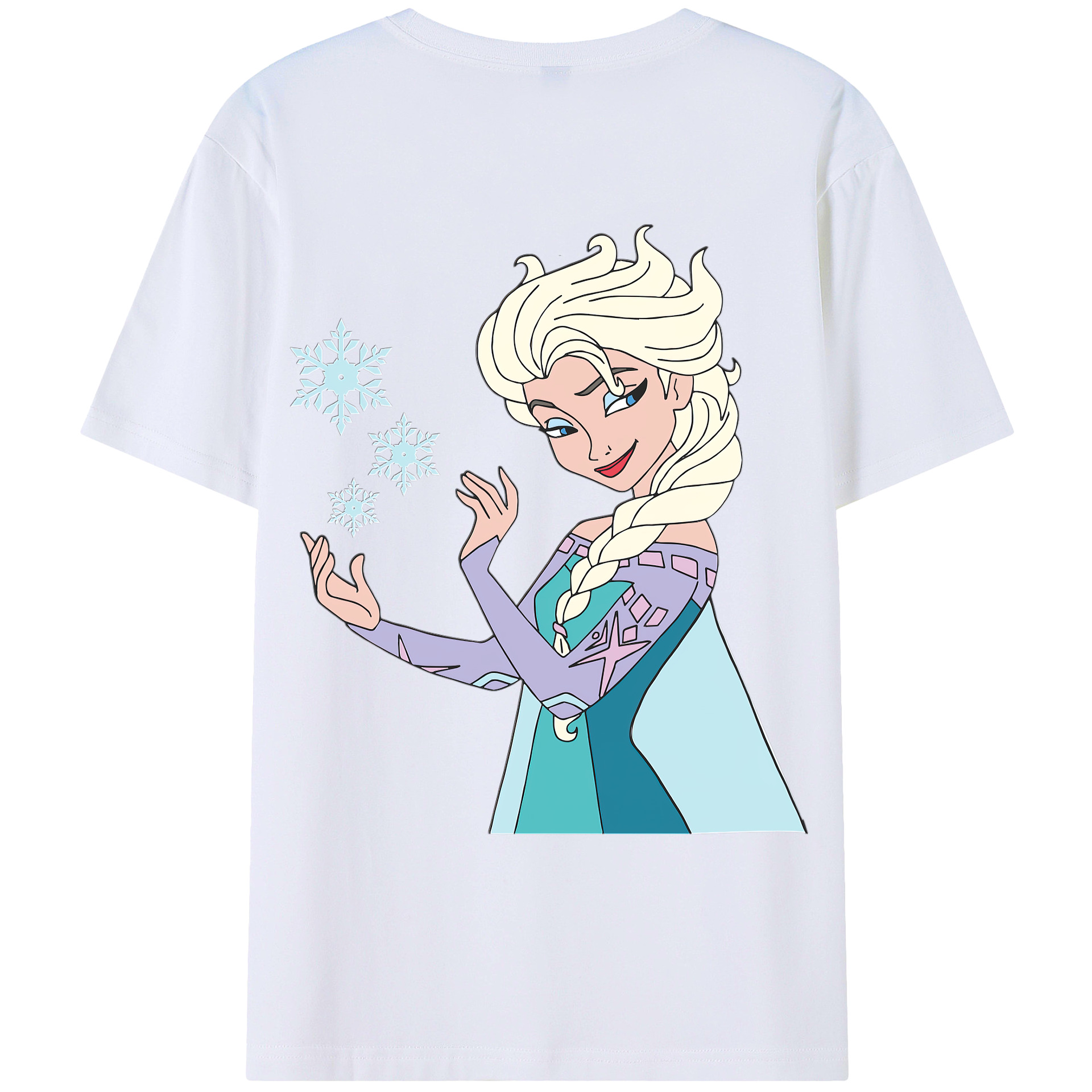 （画像用） アナと雪の女王 アンナ エルサ Frozen Anna Elsa 綿100％ メンズ半袖Tシャツ（バックプリント） 通気性