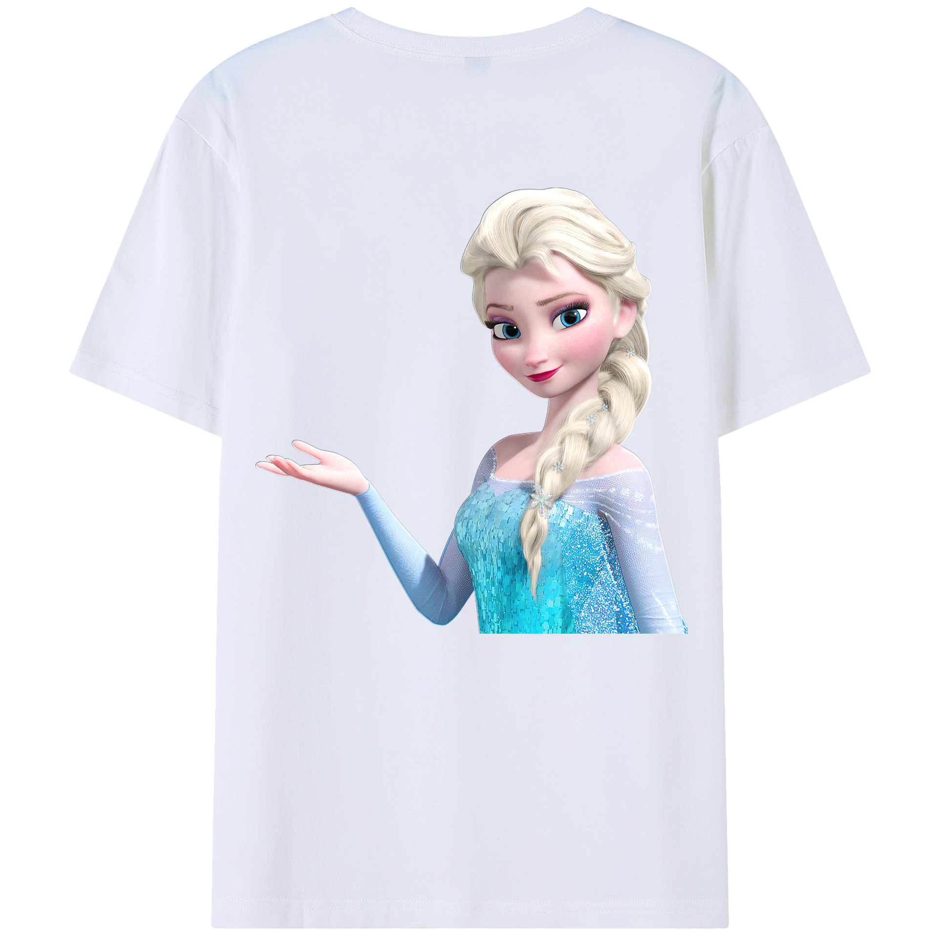 （画像用） アナと雪の女王 アンナ エルサ Frozen Anna Elsa 綿100％ メンズ半袖Tシャツ（バックプリント） 通気性