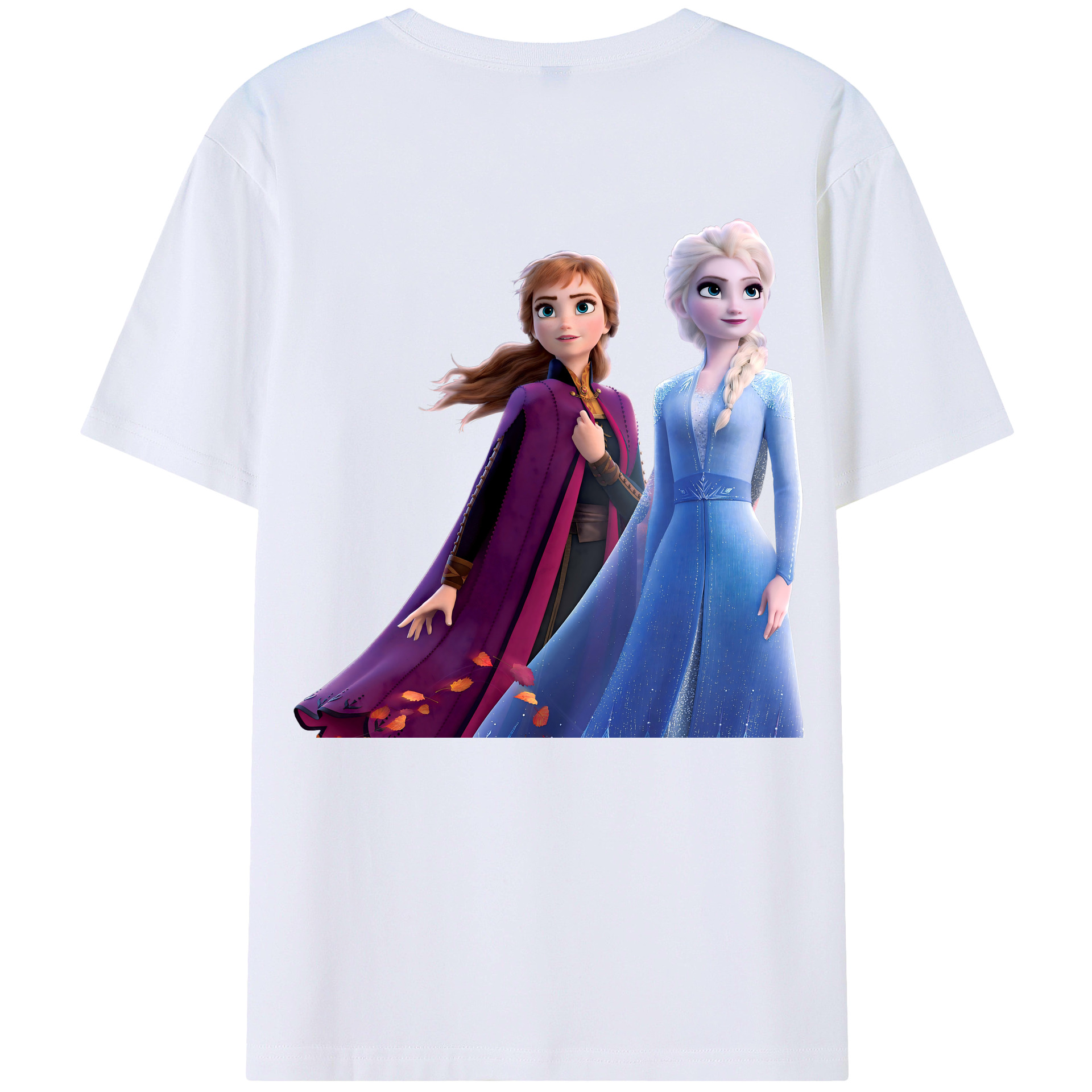 （画像用） アナと雪の女王 アンナ エルサ Frozen Anna Elsa 綿100％ メンズ半袖Tシャツ（バックプリント） 通気性