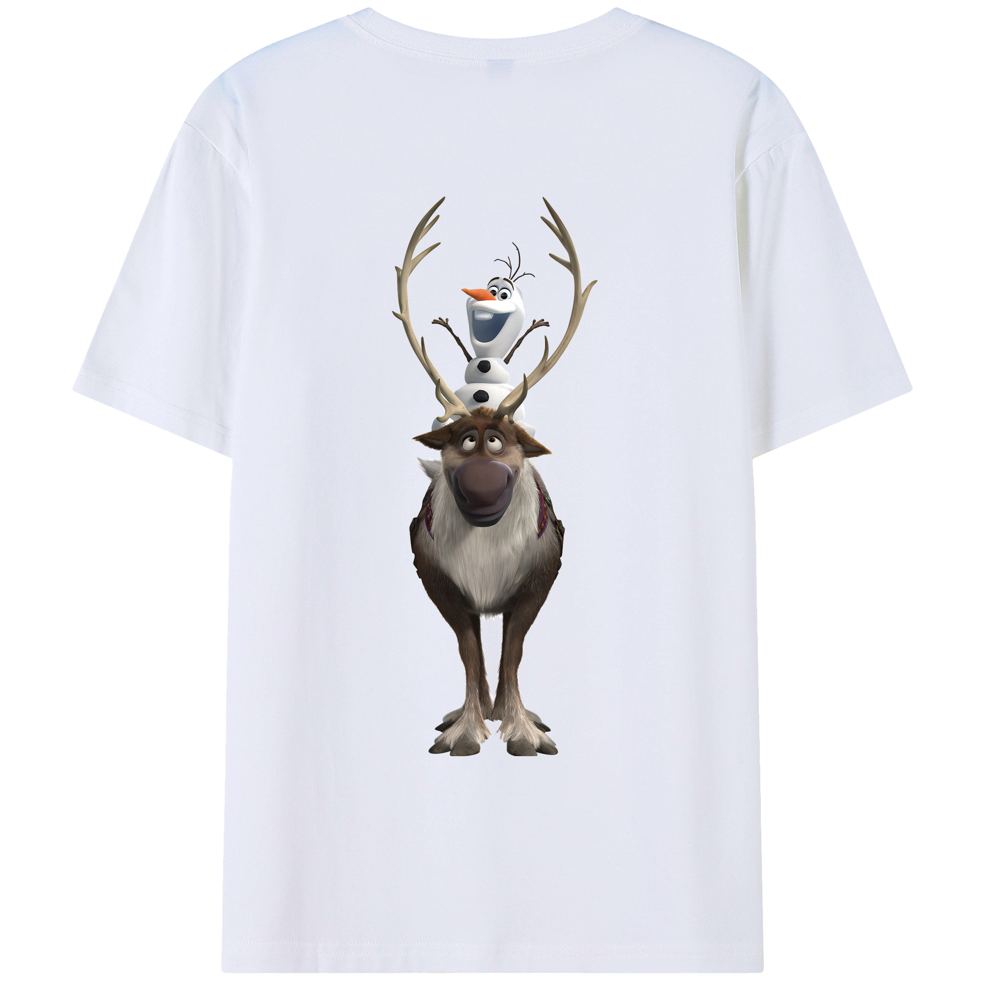 （画像用） アナと雪の女王 アンナ エルサ Frozen Anna Elsa 綿100％ メンズ半袖Tシャツ（バックプリント） 通気性