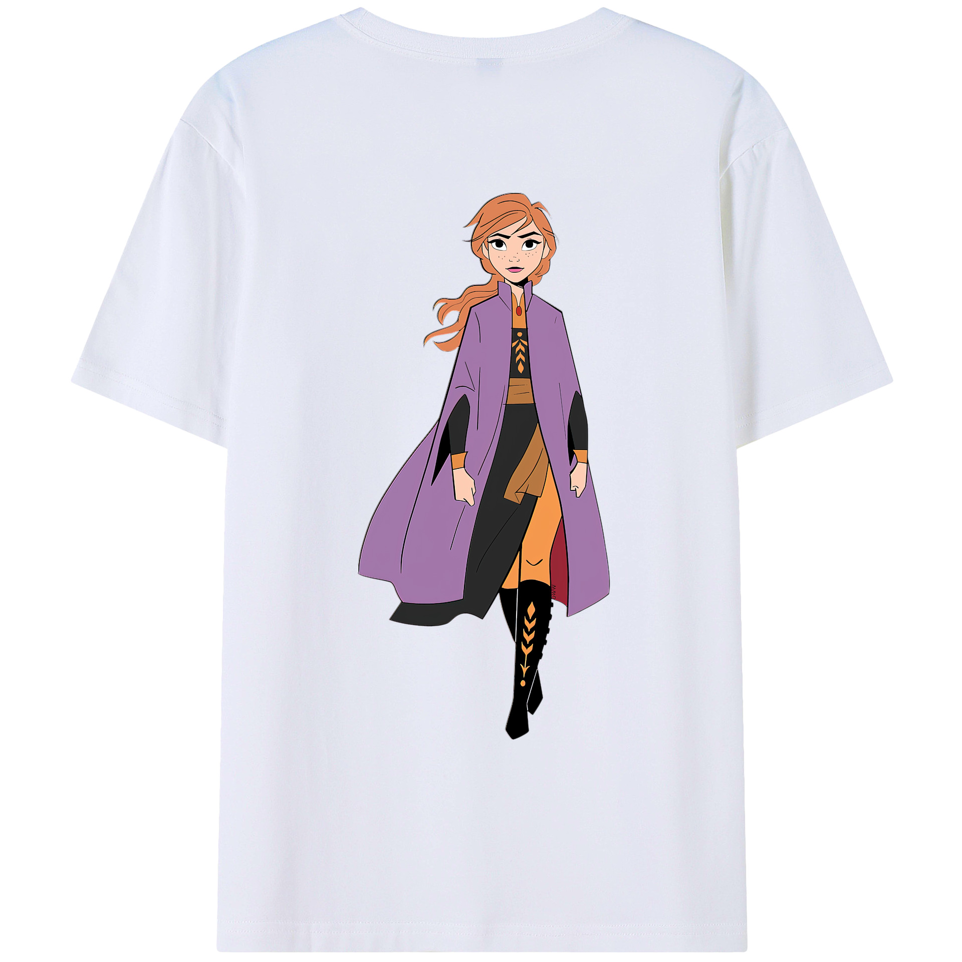 （画像用） アナと雪の女王 アンナ エルサ Frozen Anna Elsa 綿100％ メンズ半袖Tシャツ（バックプリント） 通気性