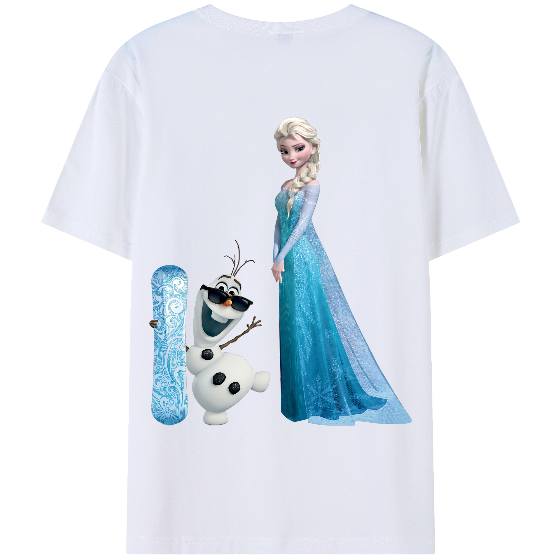 （画像用） アナと雪の女王 アンナ エルサ Frozen Anna Elsa 綿100％ メンズ半袖Tシャツ（バックプリント） 通気性