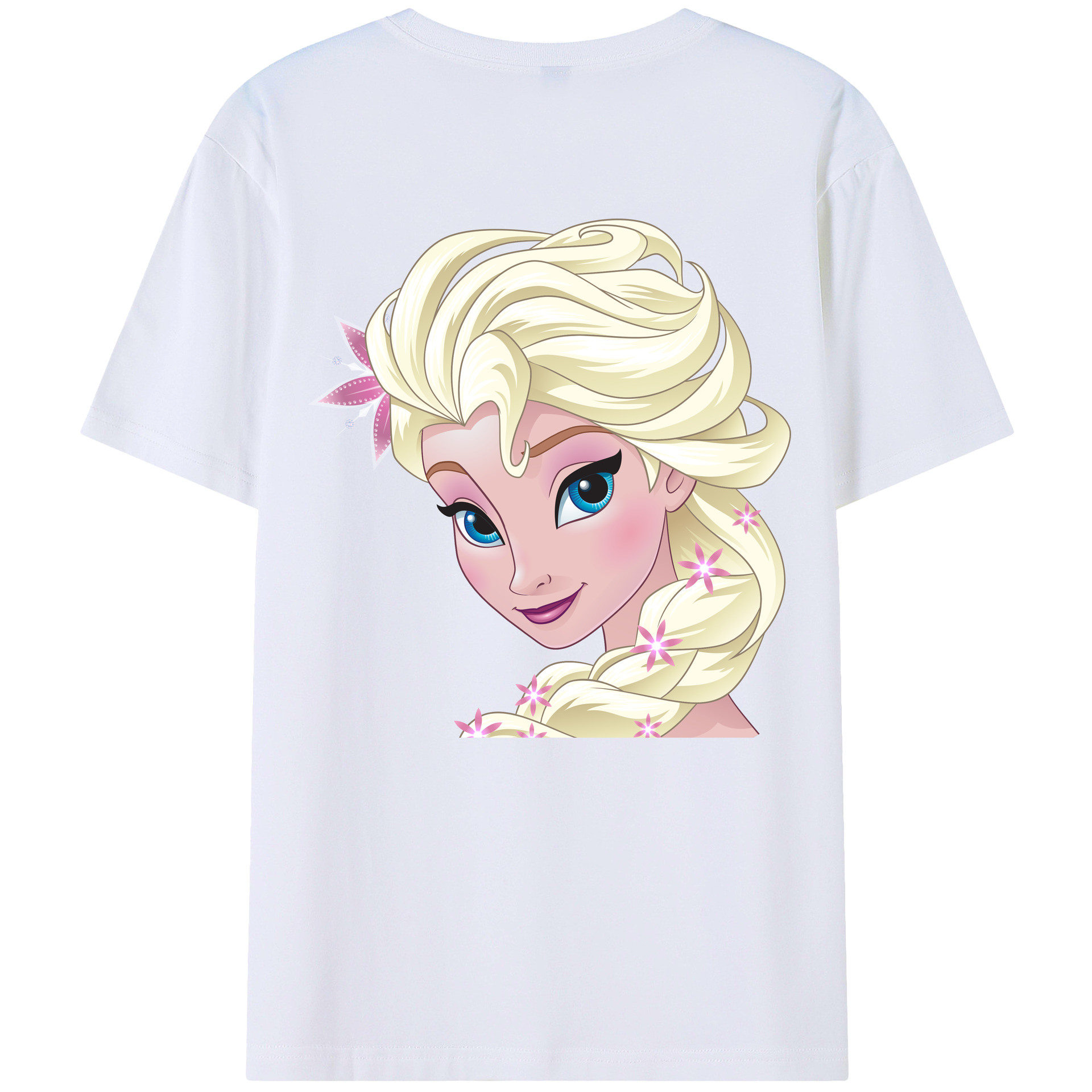 （画像用） アナと雪の女王 アンナ エルサ Frozen Anna Elsa 綿100％ メンズ半袖Tシャツ（バックプリント） 通気性