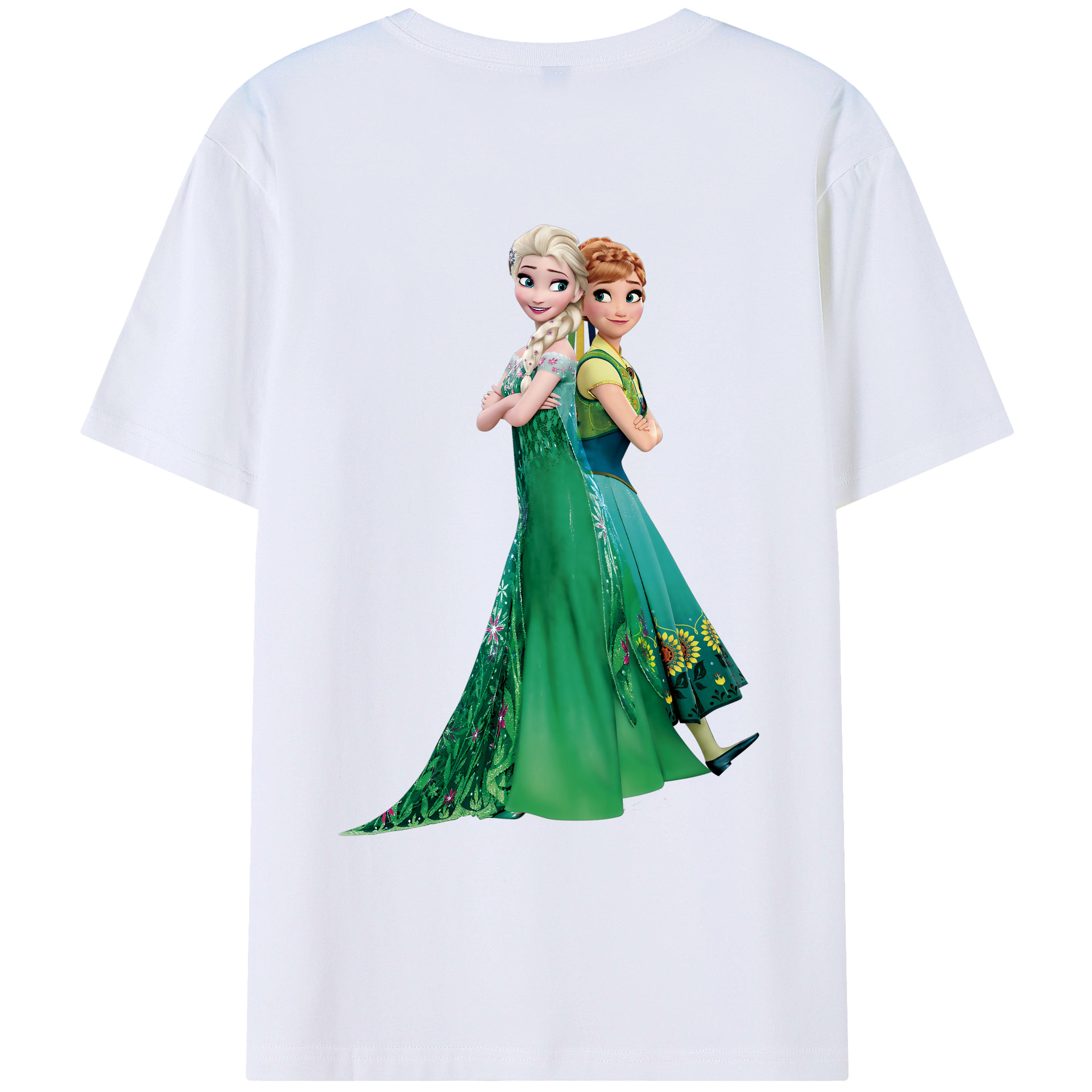 （画像用） アナと雪の女王 アンナ エルサ Frozen Anna Elsa 綿100％ メンズ半袖Tシャツ（バックプリント） 通気性