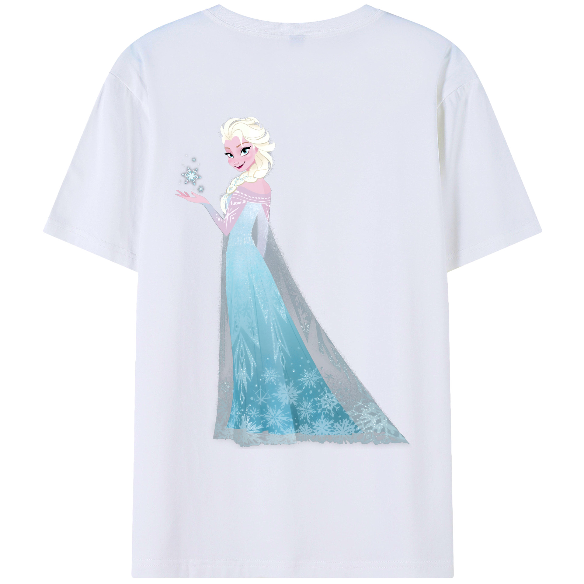 （画像用） アナと雪の女王 アンナ エルサ Frozen Anna Elsa 綿100％ メンズ半袖Tシャツ（バックプリント） 通気性