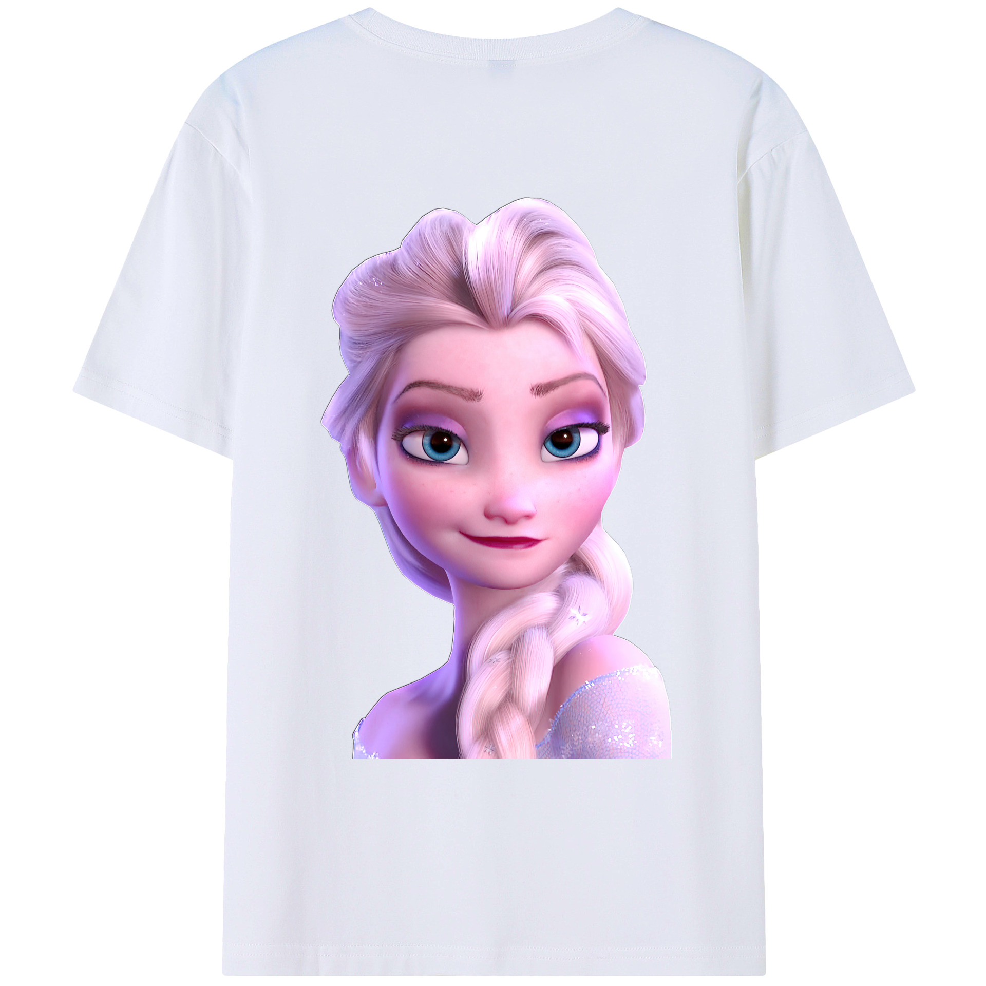 （画像用） アナと雪の女王 アンナ エルサ Frozen Anna Elsa 綿100％ メンズ半袖Tシャツ（バックプリント） 通気性