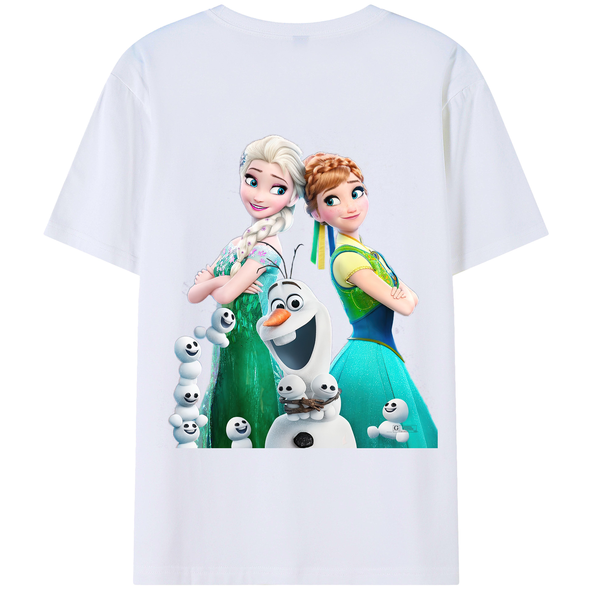 （画像用） アナと雪の女王 アンナ エルサ Frozen Anna Elsa 綿100％ メンズ半袖Tシャツ（バックプリント） 通気性