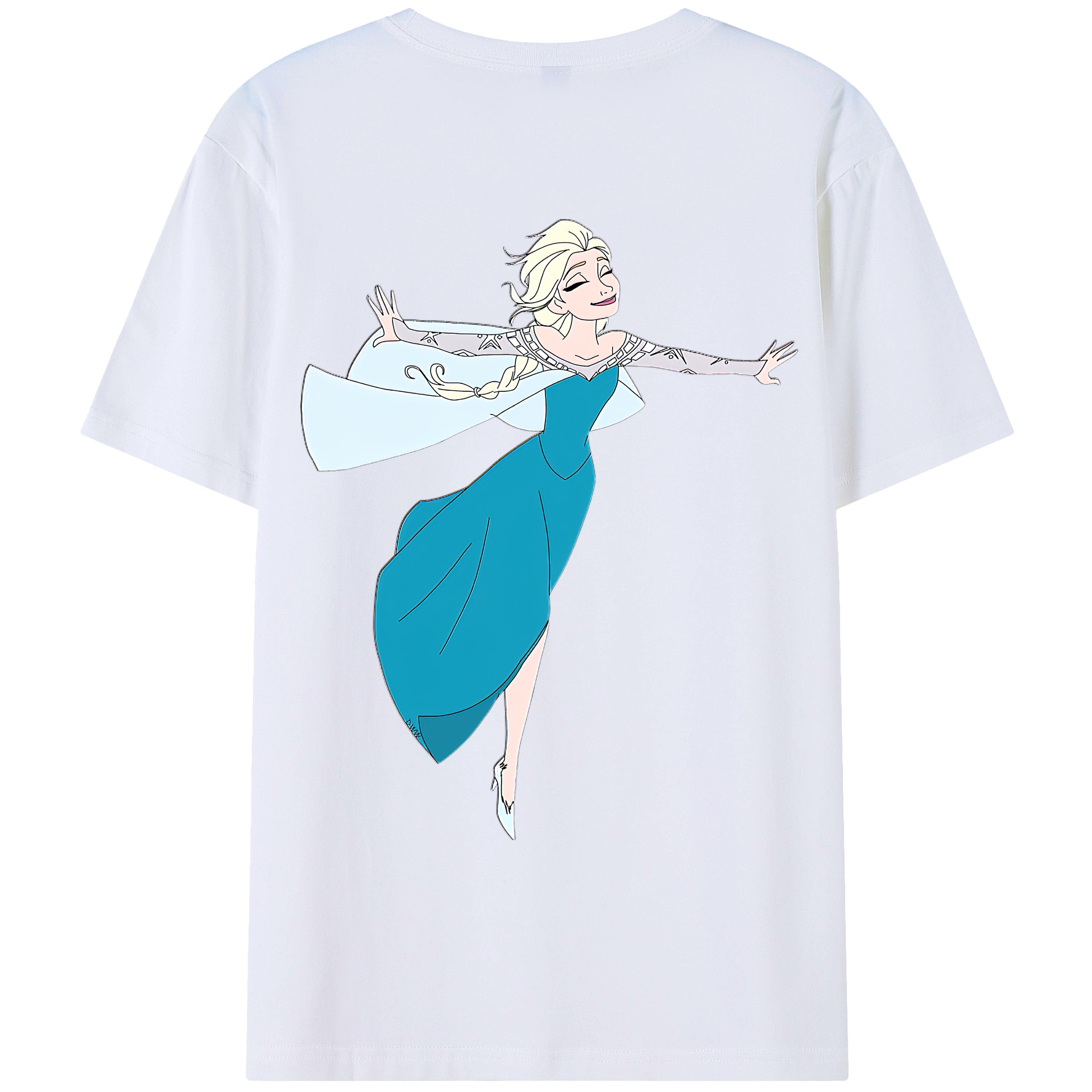 （画像用） アナと雪の女王 アンナ エルサ Frozen Anna Elsa 綿100％ メンズ半袖Tシャツ（バックプリント） 通気性
