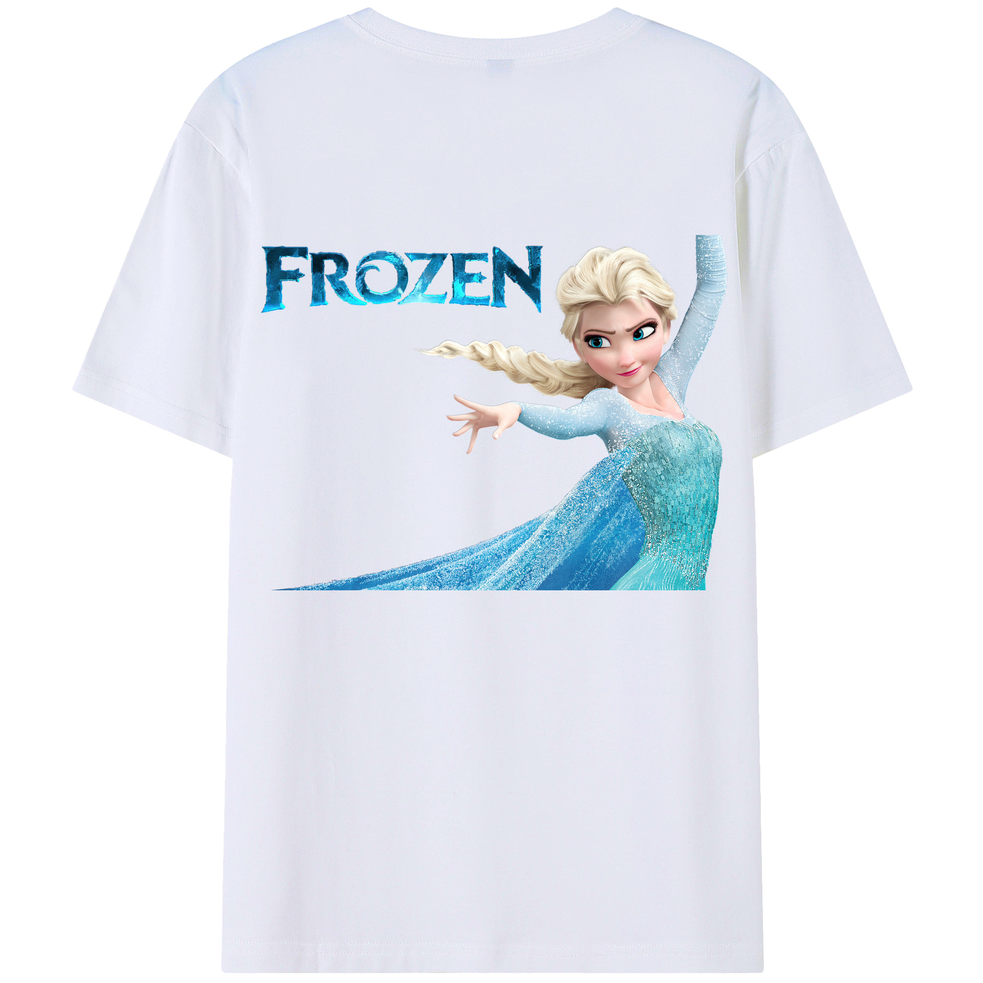 （画像用） アナと雪の女王 アンナ エルサ Frozen Anna Elsa 綿100％ メンズ半袖Tシャツ（バックプリント） 通気性