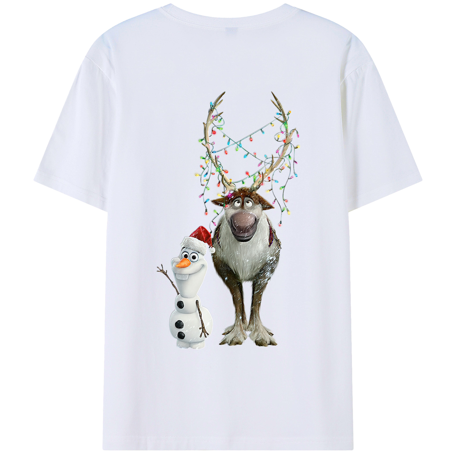 （画像用） アナと雪の女王 アンナ エルサ Frozen Anna Elsa 綿100％ メンズ半袖Tシャツ（バックプリント） 通気性