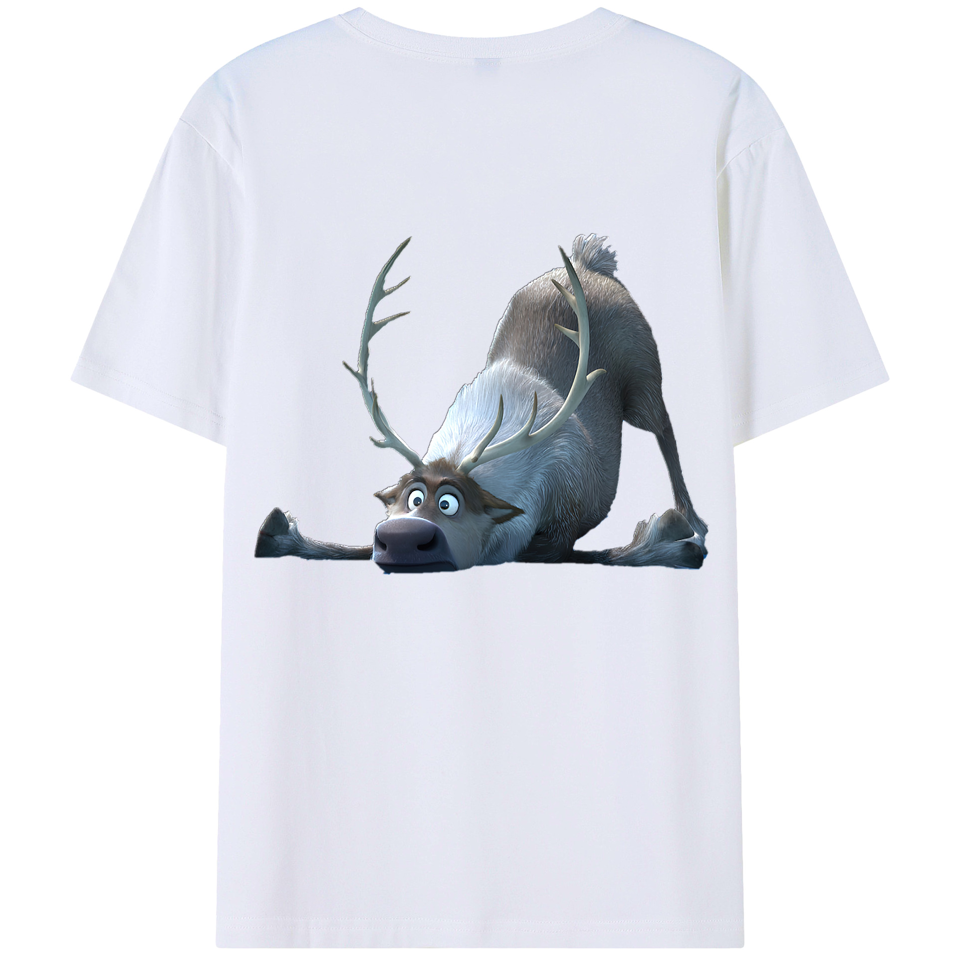 （画像用） アナと雪の女王 アンナ エルサ Frozen Anna Elsa 綿100％ メンズ半袖Tシャツ（バックプリント） 通気性