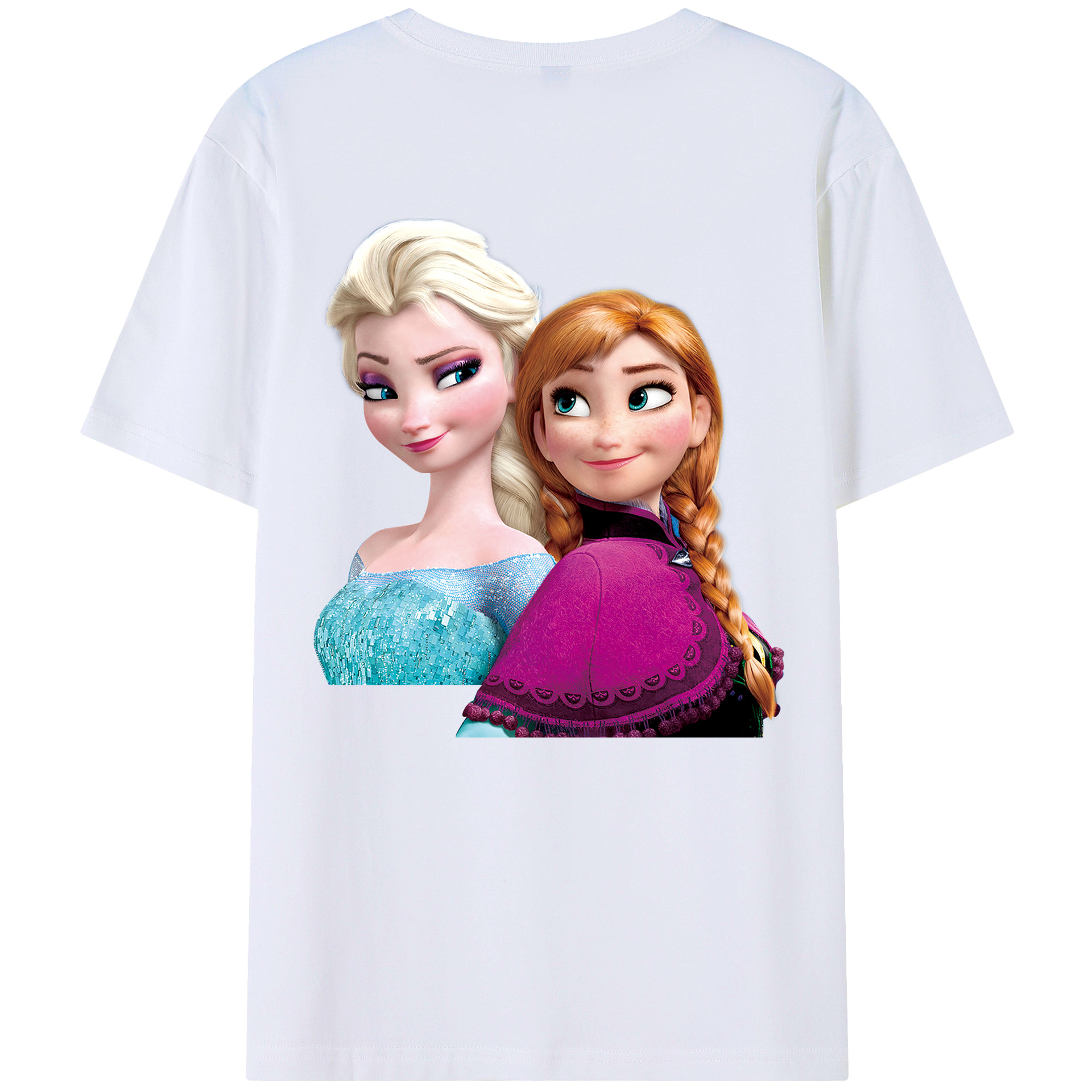 （画像用） アナと雪の女王 アンナ エルサ Frozen Anna Elsa 綿100％ メンズ半袖Tシャツ（バックプリント） 通気性