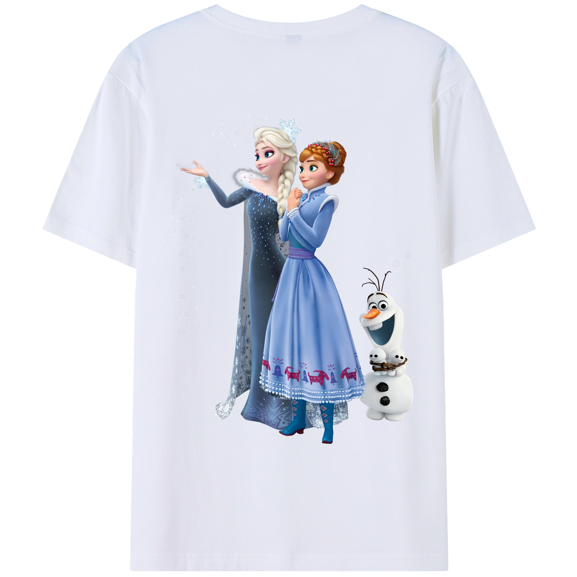 （画像用） アナと雪の女王 アンナ エルサ Frozen Anna Elsa 綿100％ メンズ半袖Tシャツ（バックプリント） 通気性