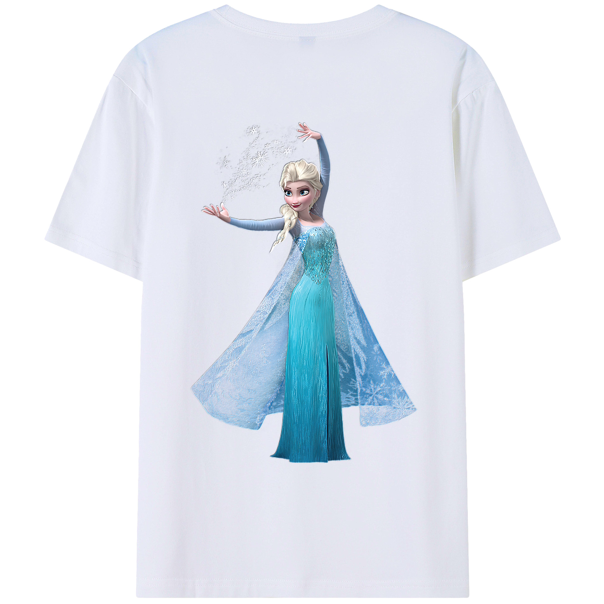 （画像用） アナと雪の女王 アンナ エルサ Frozen Anna Elsa 綿100％ メンズ半袖Tシャツ（バックプリント） 通気性