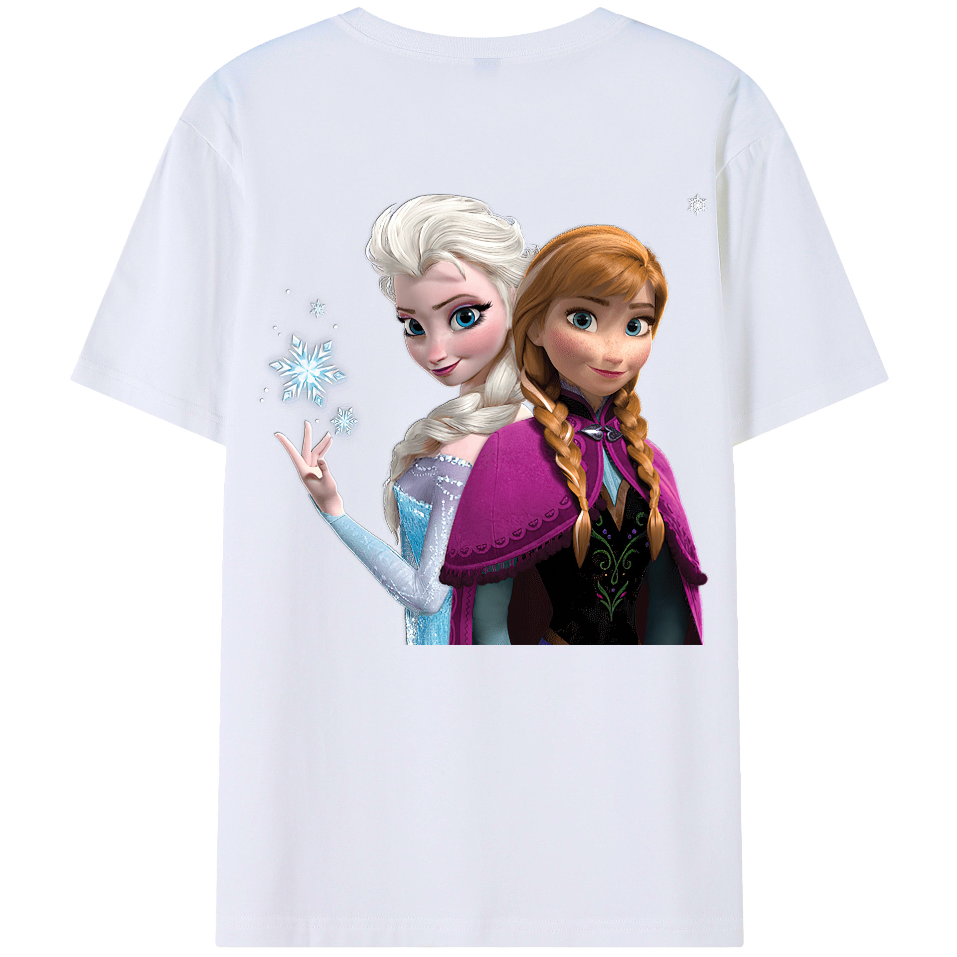 （画像用） アナと雪の女王 アンナ エルサ Frozen Anna Elsa 綿100％ メンズ半袖Tシャツ（バックプリント） 通気性
