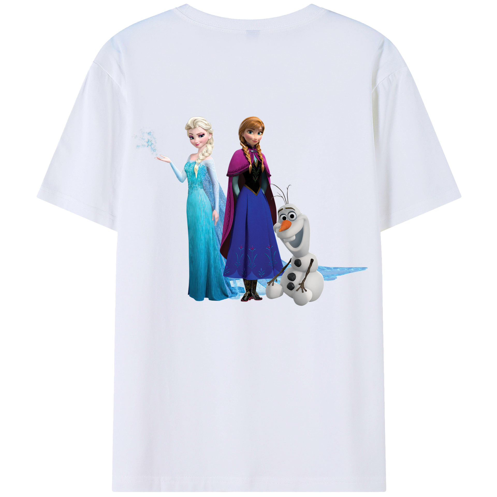 （画像用） アナと雪の女王 アンナ エルサ Frozen Anna Elsa 綿100％ メンズ半袖Tシャツ（バックプリント） 通気性