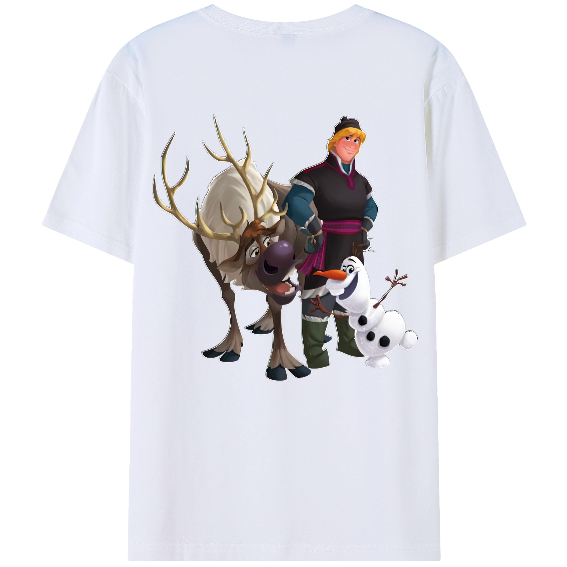 （画像用） アナと雪の女王 アンナ エルサ Frozen Anna Elsa 綿100％ メンズ半袖Tシャツ（バックプリント） 通気性