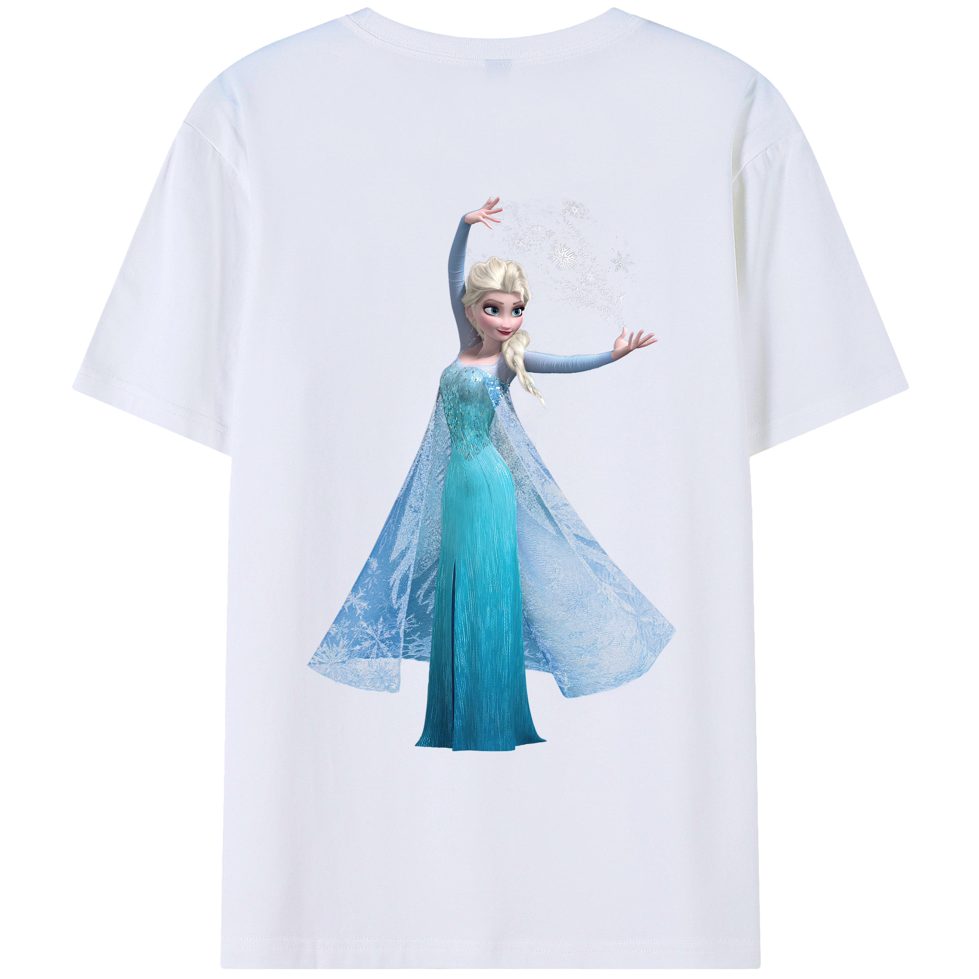 （画像用） アナと雪の女王 アンナ エルサ Frozen Anna Elsa 綿100％ メンズ半袖Tシャツ（バックプリント） 通気性