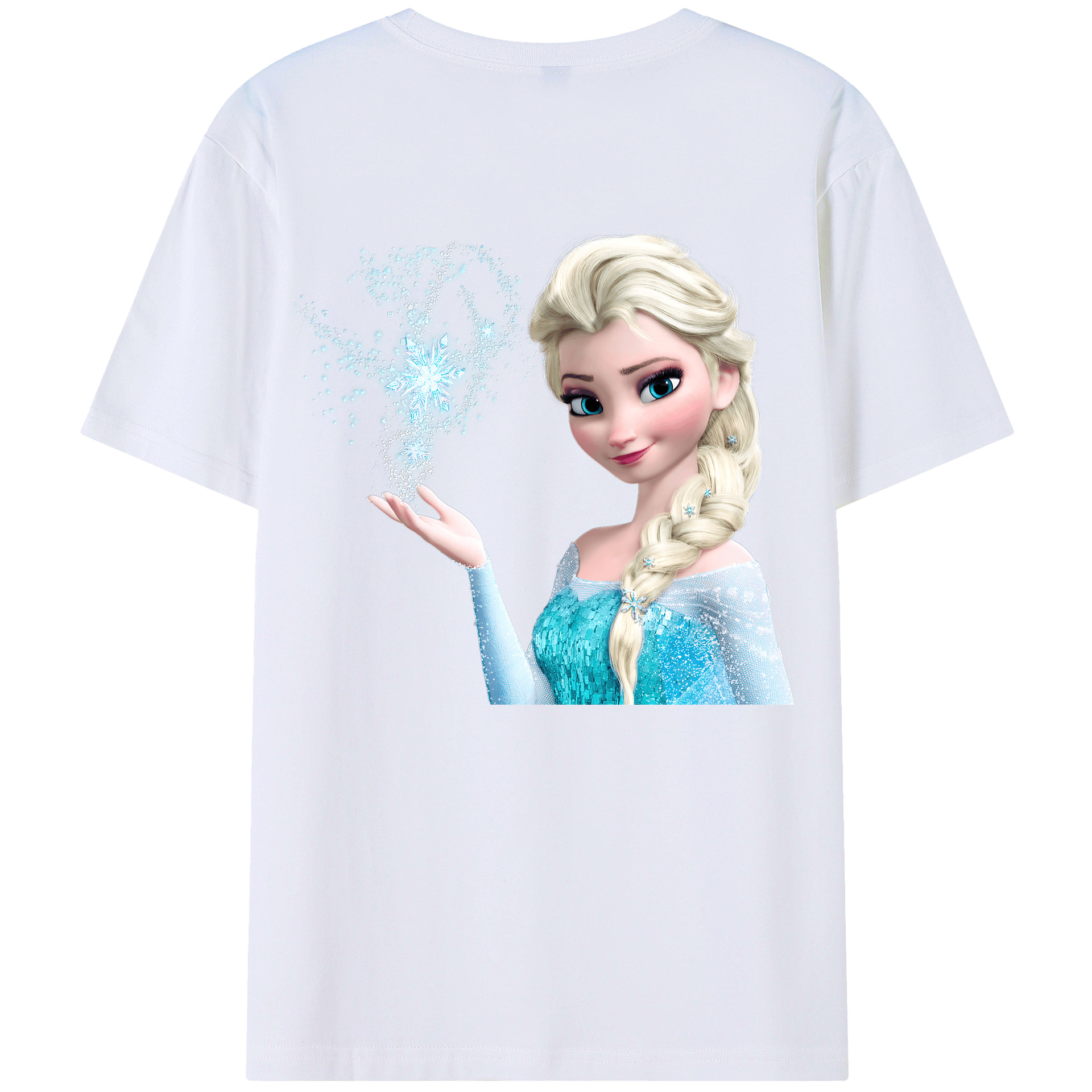 （画像用） アナと雪の女王 アンナ エルサ Frozen Anna Elsa 綿100％ メンズ半袖Tシャツ（バックプリント） 通気性
