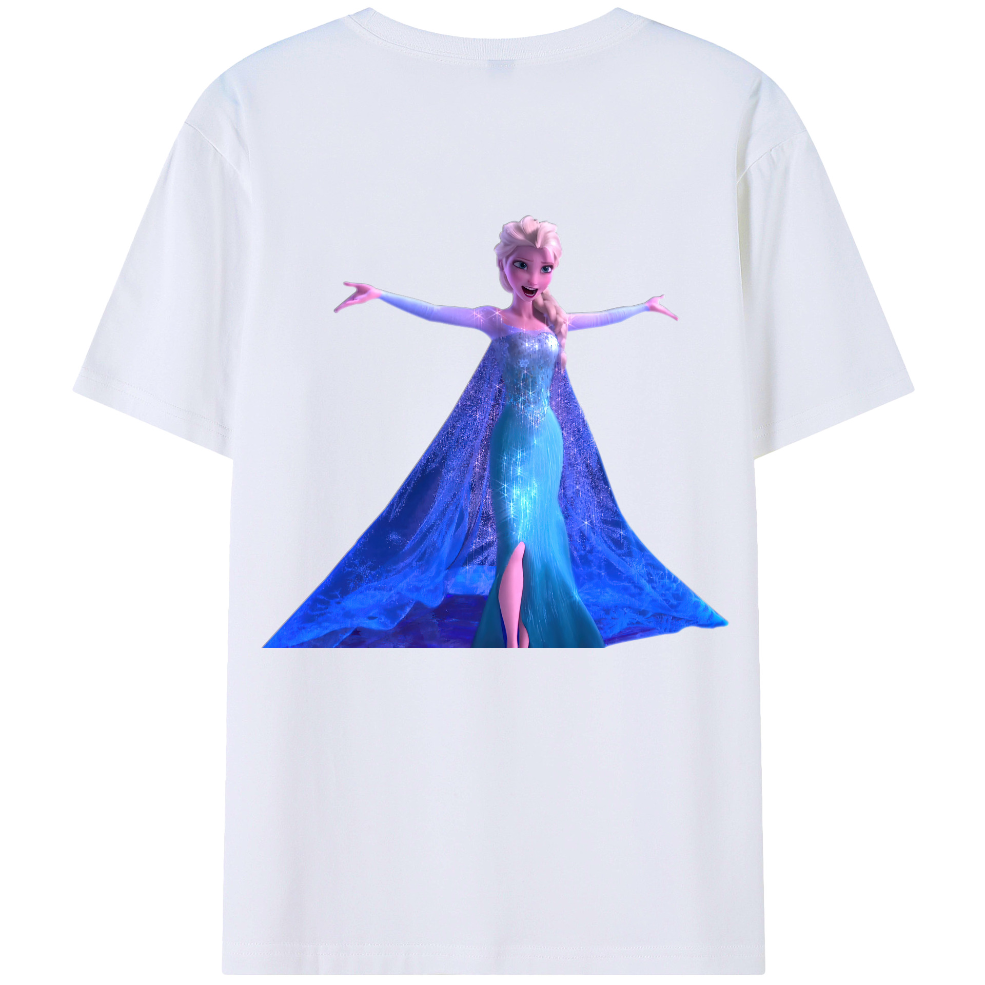 （画像用） アナと雪の女王 アンナ エルサ Frozen Anna Elsa 綿100％ メンズ半袖Tシャツ（バックプリント） 通気性