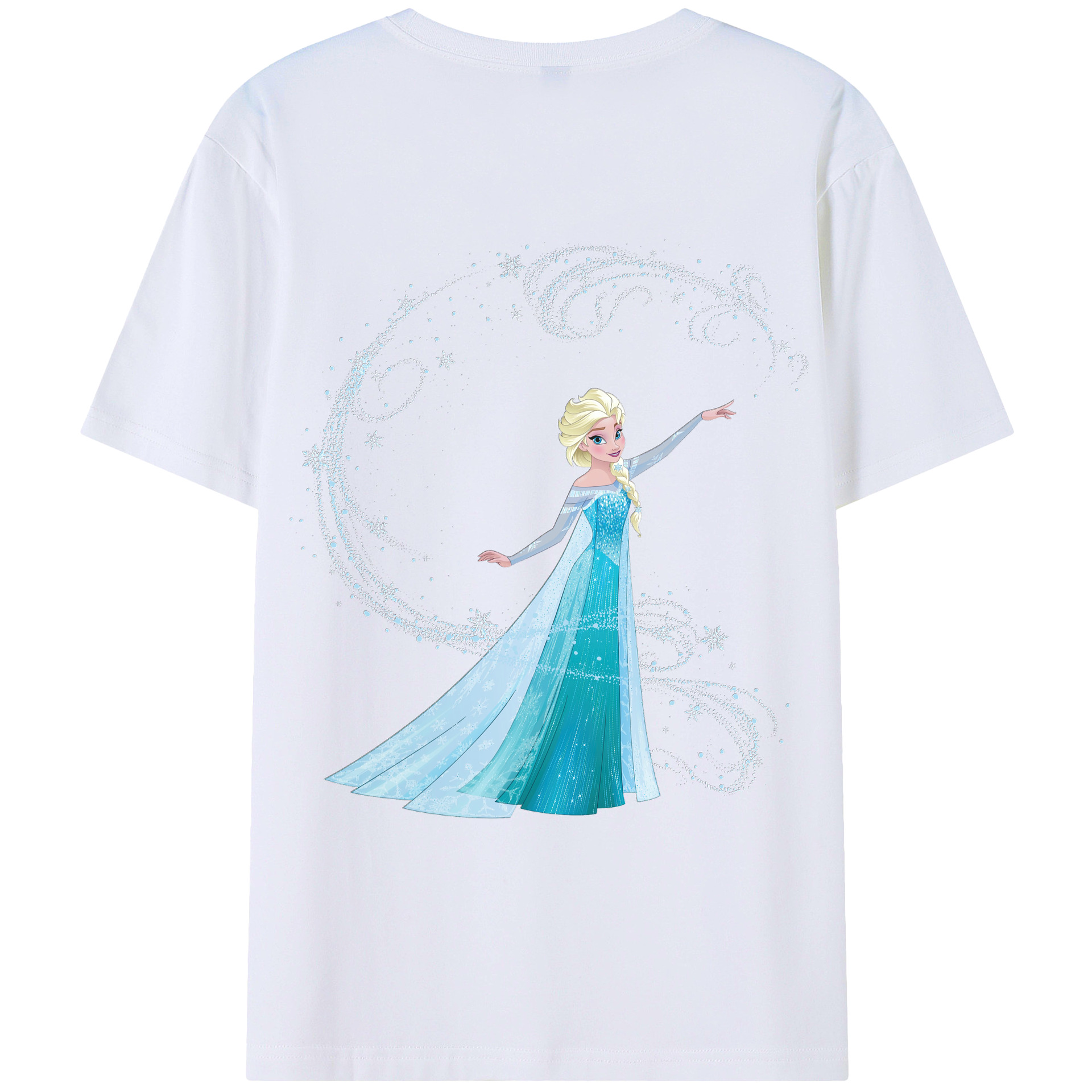 （画像用） アナと雪の女王 アンナ エルサ Frozen Anna Elsa 綿100％ メンズ半袖Tシャツ（バックプリント） 通気性