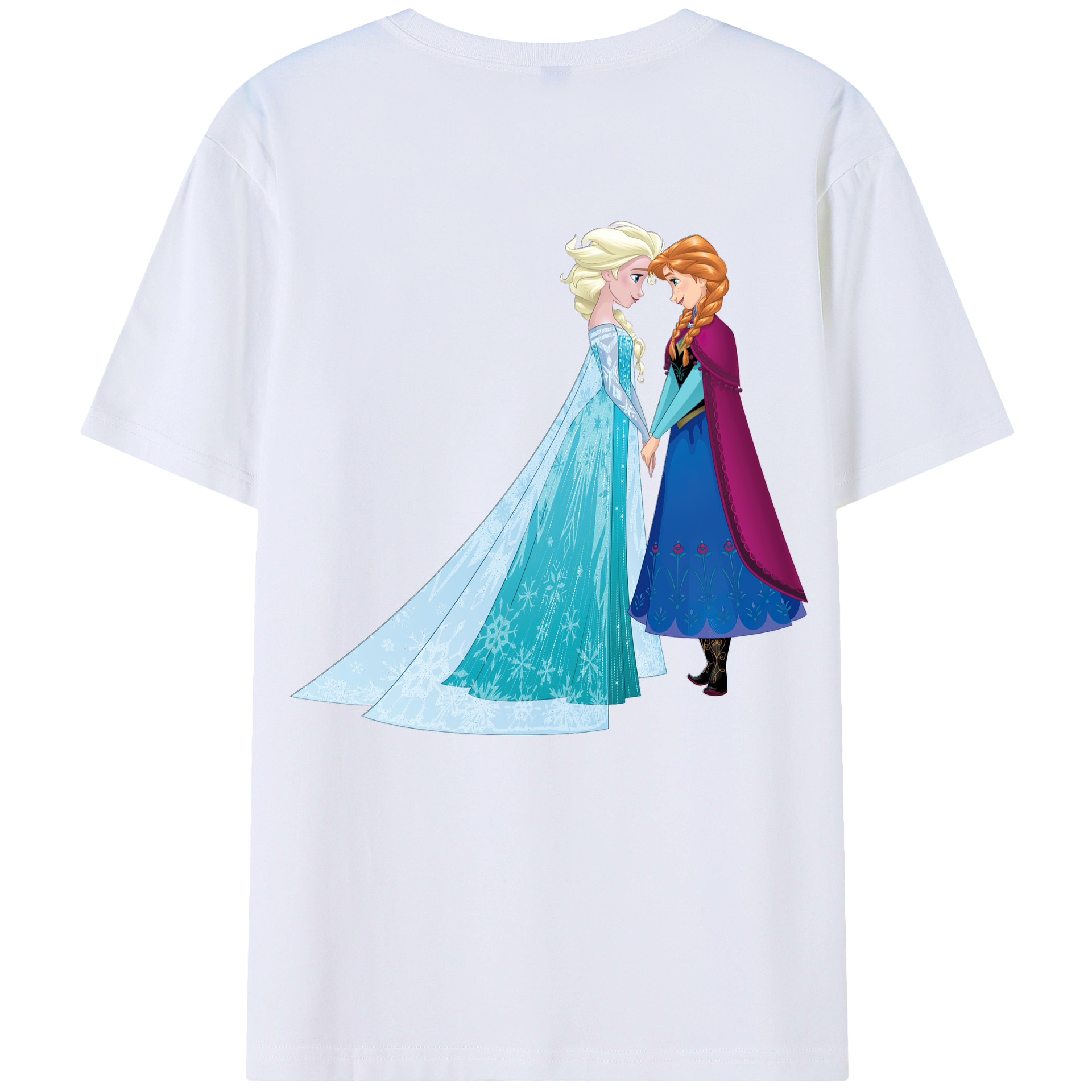 （画像用） アナと雪の女王 アンナ エルサ Frozen Anna Elsa 綿100％ メンズ半袖Tシャツ（バックプリント） 通気性