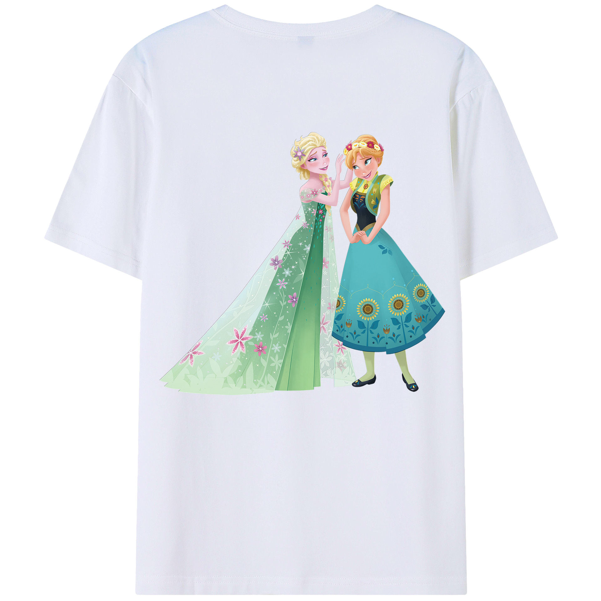 （画像用） アナと雪の女王 アンナ エルサ Frozen Anna Elsa 綿100％ メンズ半袖Tシャツ（バックプリント） 通気性