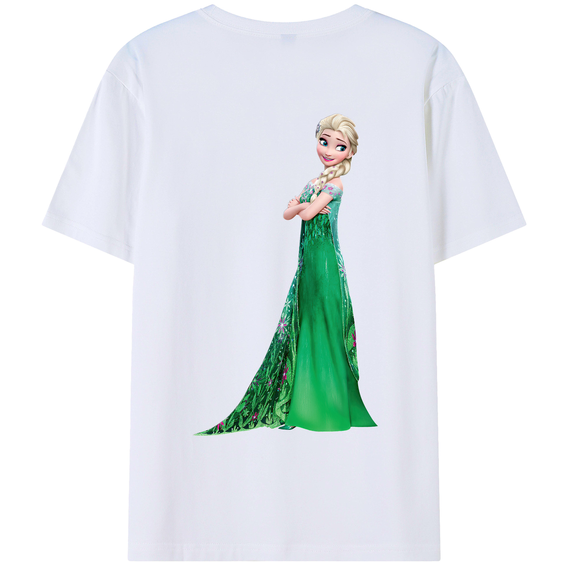 （画像用） アナと雪の女王 アンナ エルサ Frozen Anna Elsa 綿100％ メンズ半袖Tシャツ（バックプリント） 通気性
