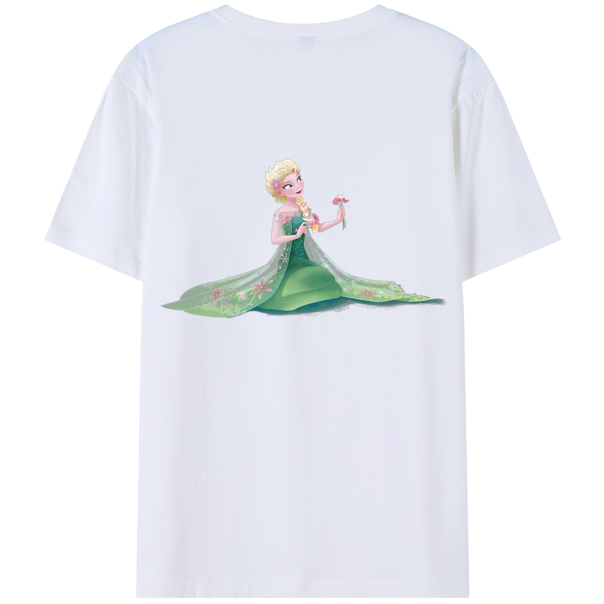 （画像用） アナと雪の女王 アンナ エルサ Frozen Anna Elsa 綿100％ メンズ半袖Tシャツ（バックプリント） 通気性