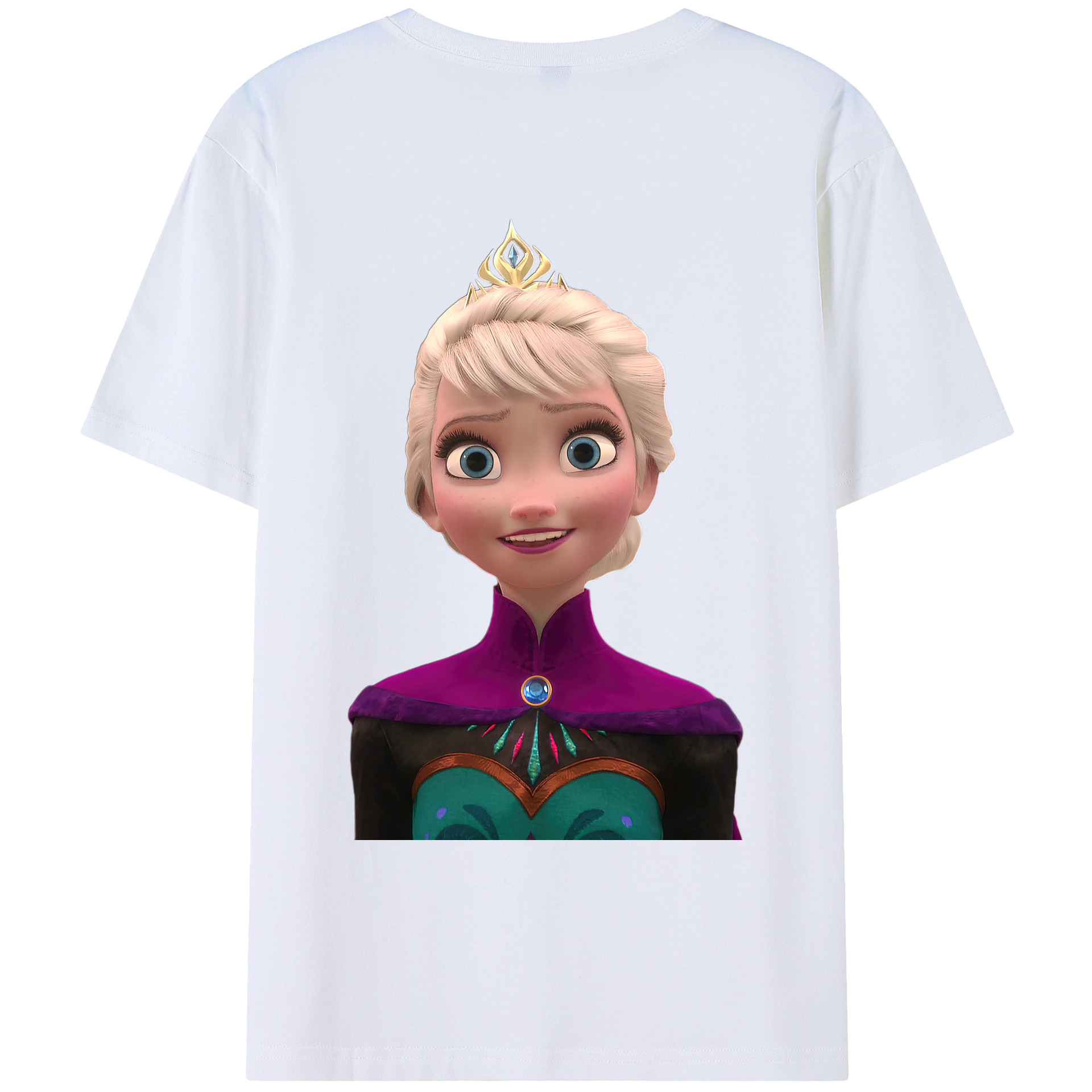 （画像用） アナと雪の女王 アンナ エルサ Frozen Anna Elsa 綿100％ メンズ半袖Tシャツ（バックプリント） 通気性