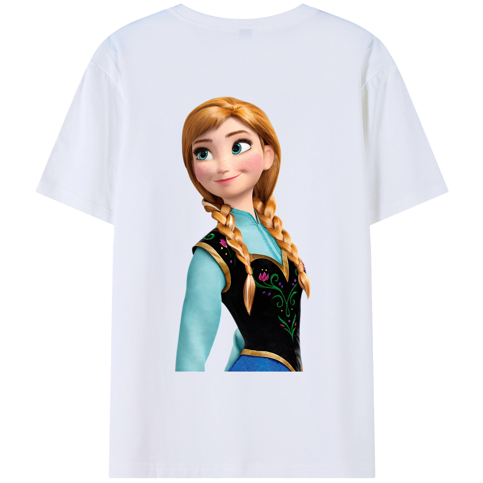（画像用） アナと雪の女王 アンナ エルサ Frozen Anna Elsa 綿100％ メンズ半袖Tシャツ（バックプリント） 通気性