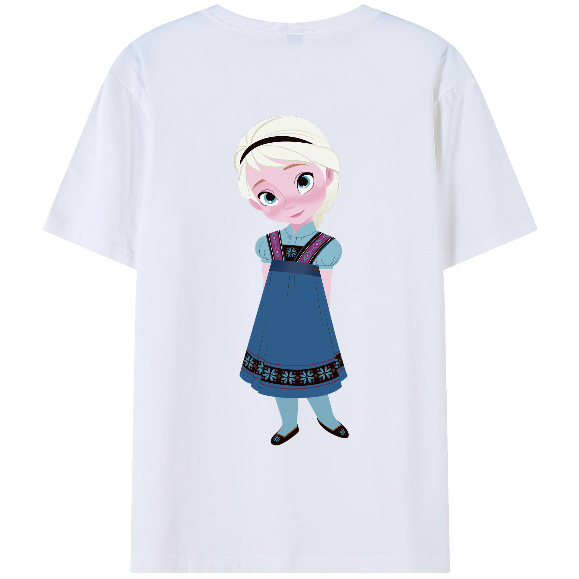 （画像用） アナと雪の女王 アンナ エルサ Frozen Anna Elsa 綿100％ メンズ半袖Tシャツ（バックプリント） 通気性
