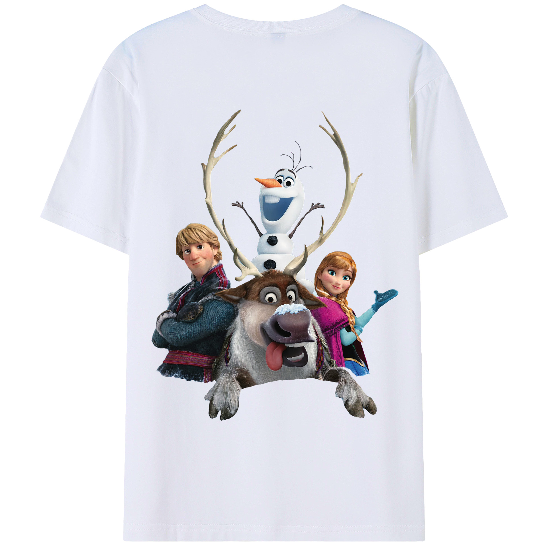 （画像用） アナと雪の女王 アンナ エルサ Frozen Anna Elsa 綿100％ メンズ半袖Tシャツ（バックプリント） 通気性