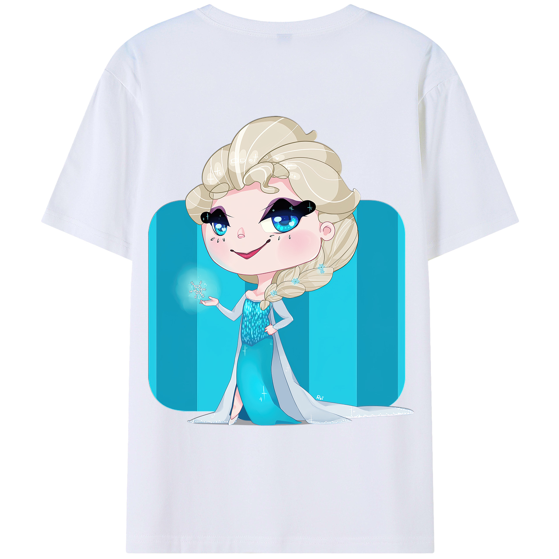 （画像用） アナと雪の女王 アンナ エルサ Frozen Anna Elsa 綿100％ メンズ半袖Tシャツ（バックプリント） 通気性