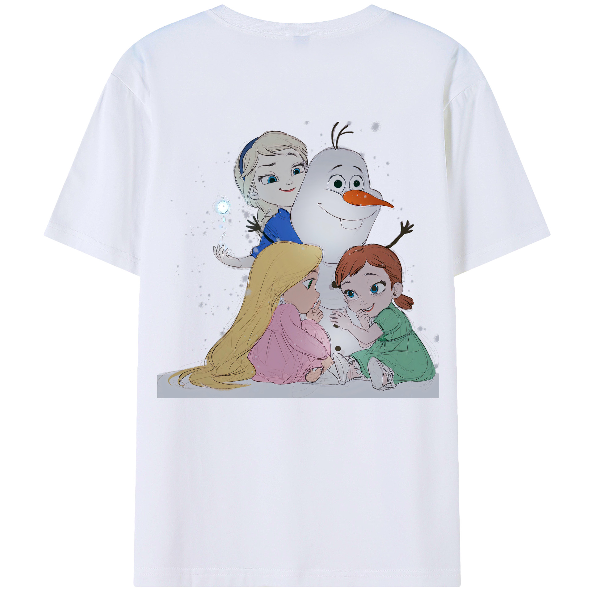 （画像用） アナと雪の女王 アンナ エルサ Frozen Anna Elsa 綿100％ メンズ半袖Tシャツ（バックプリント） 通気性