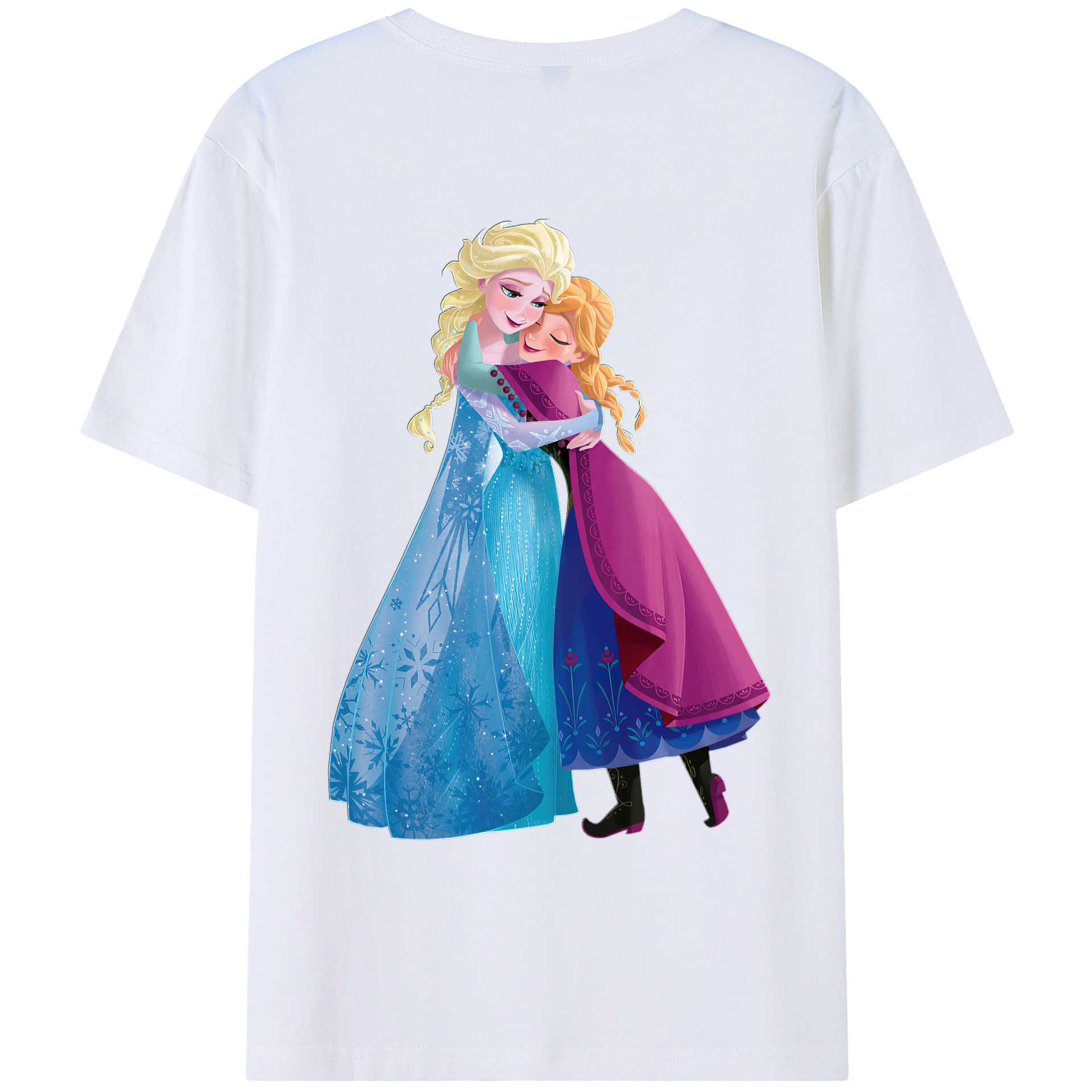 （画像用） アナと雪の女王 アンナ エルサ Frozen Anna Elsa 綿100％ メンズ半袖Tシャツ（バックプリント） 通気性