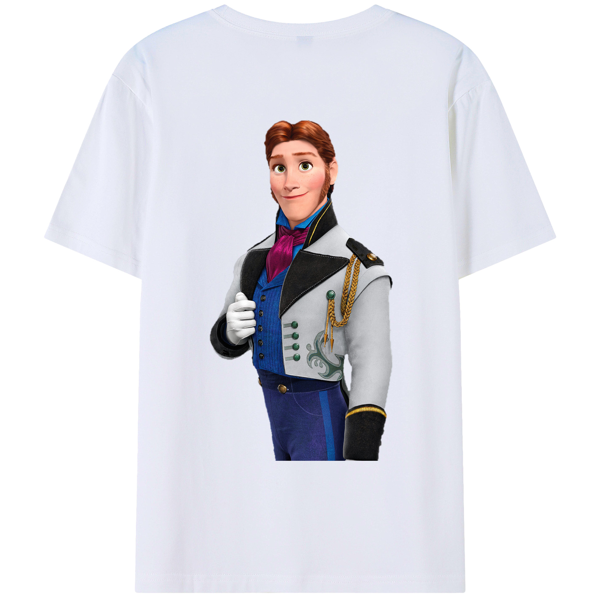 （画像用） アナと雪の女王 アンナ エルサ Frozen Anna Elsa 綿100％ メンズ半袖Tシャツ（バックプリント） 通気性
