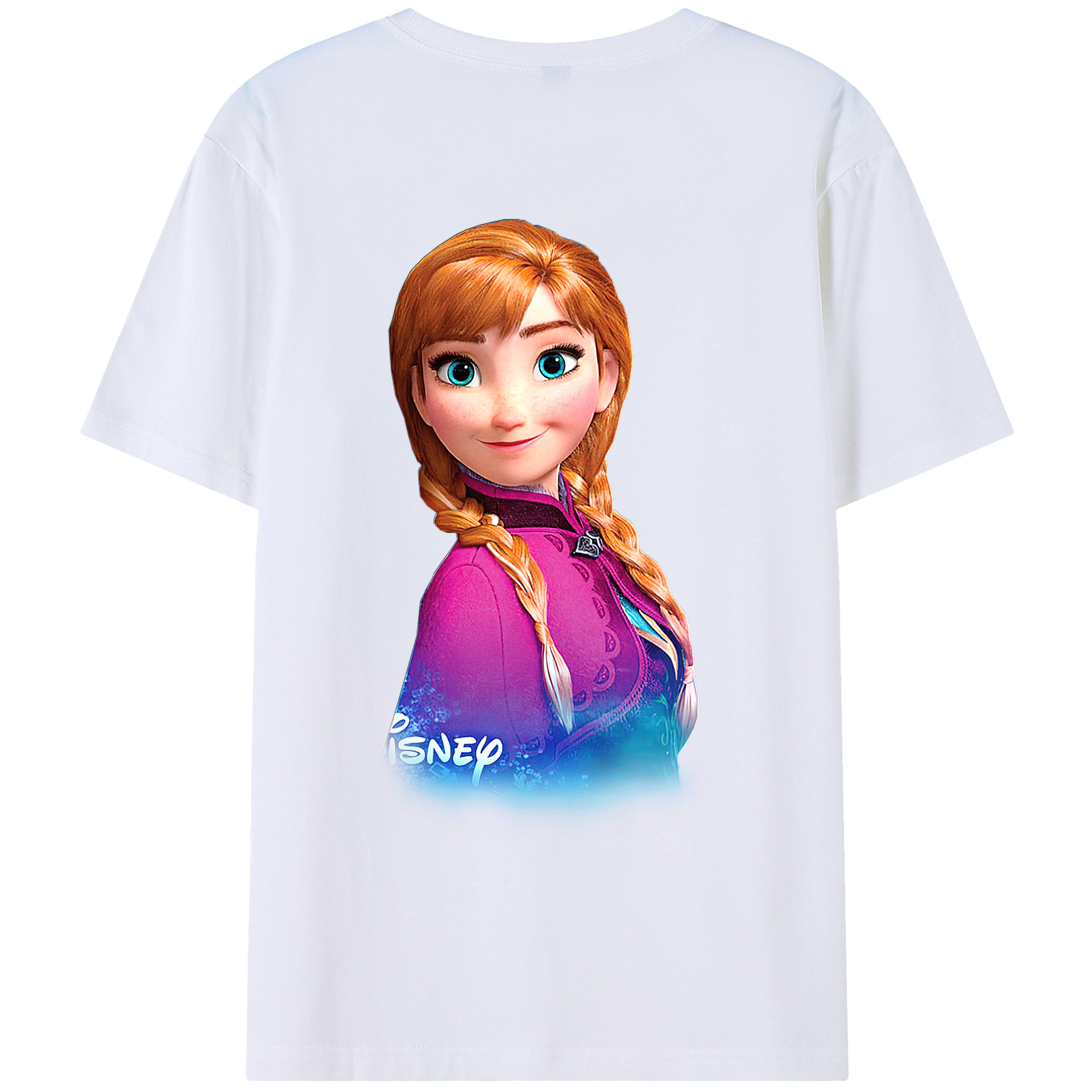 （画像用） アナと雪の女王 アンナ エルサ Frozen Anna Elsa 綿100％ メンズ半袖Tシャツ（バックプリント） 通気性
