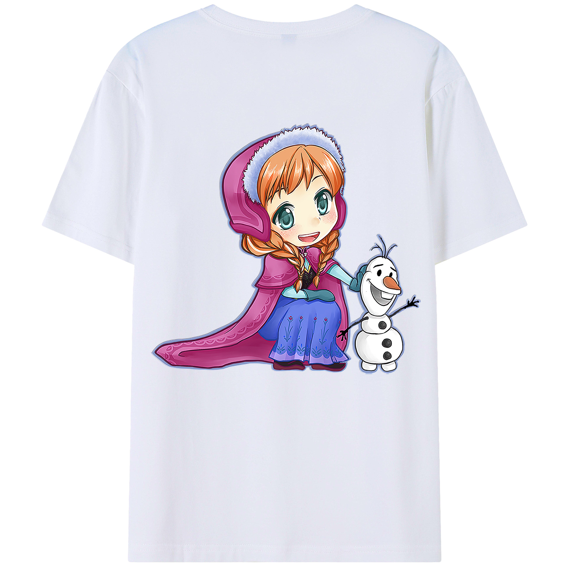 （画像用） アナと雪の女王 アンナ エルサ Frozen Anna Elsa 綿100％ メンズ半袖Tシャツ（バックプリント） 通気性