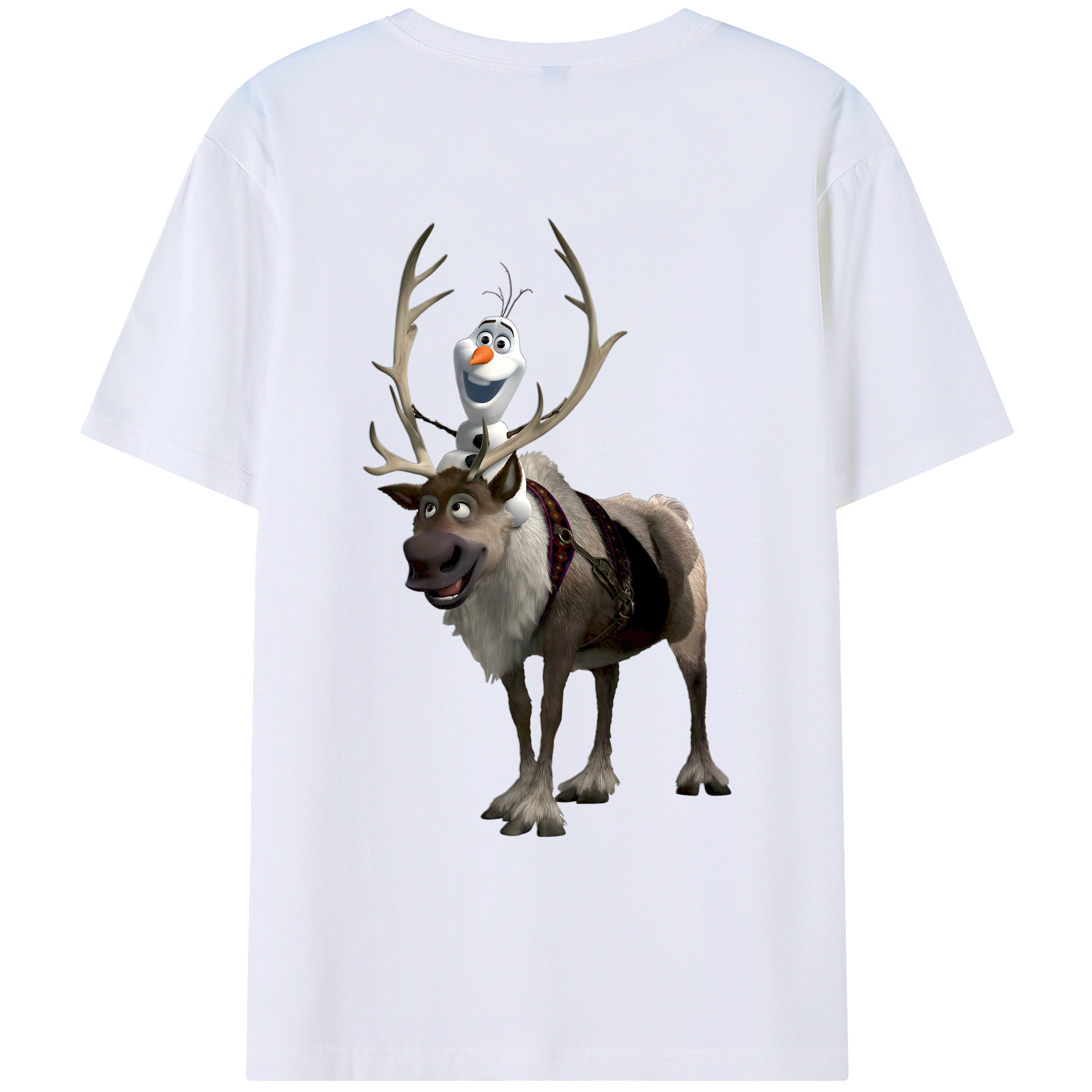 （画像用） アナと雪の女王 アンナ エルサ Frozen Anna Elsa 綿100％ メンズ半袖Tシャツ（バックプリント） 通気性