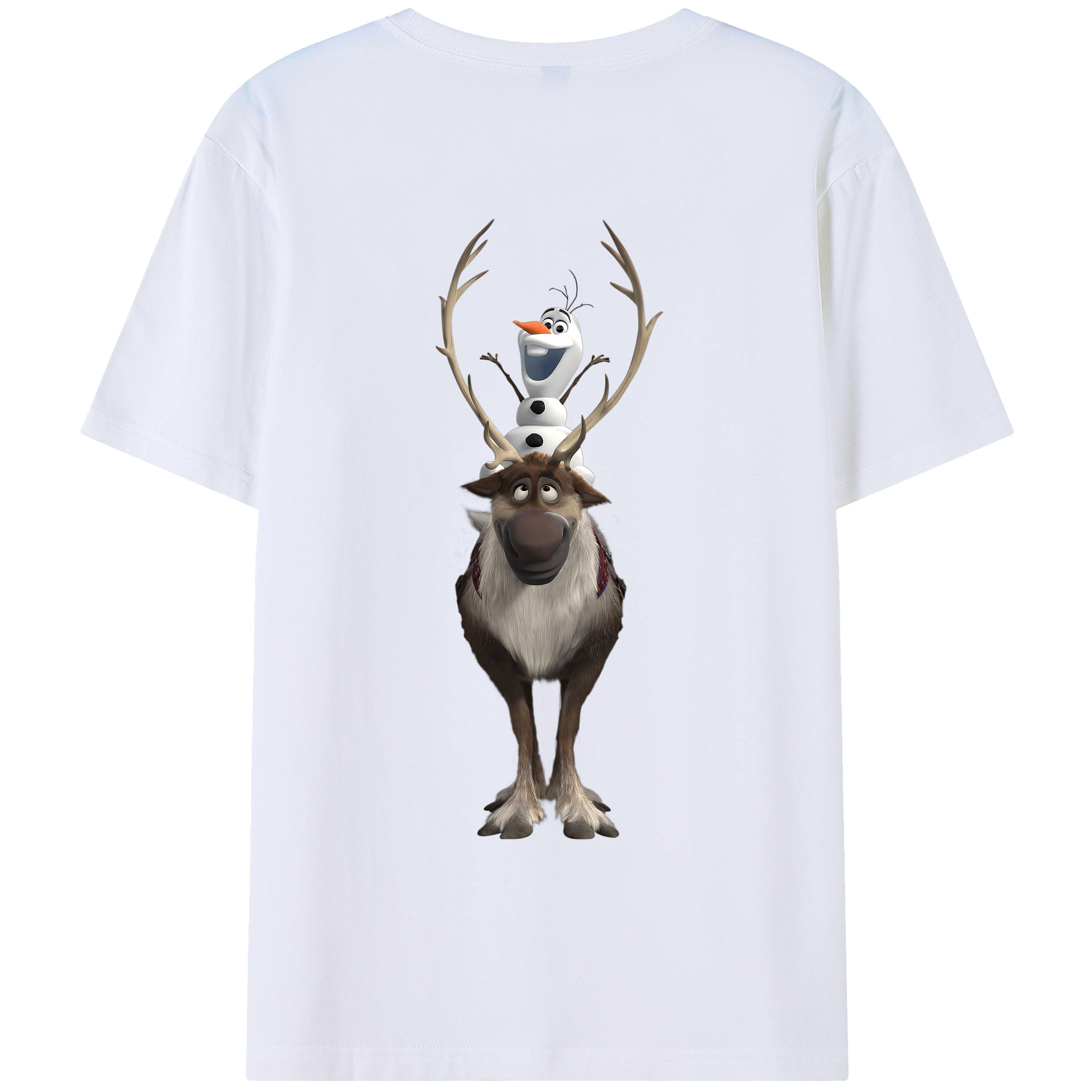 （画像用） アナと雪の女王 アンナ エルサ Frozen Anna Elsa 綿100％ メンズ半袖Tシャツ（バックプリント） 通気性