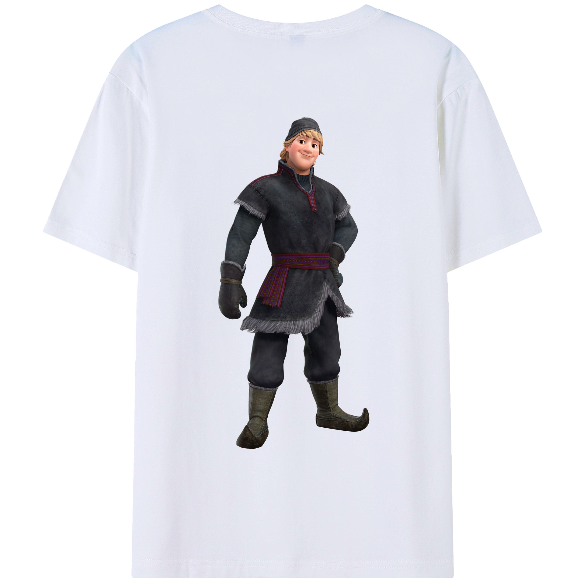 （画像用） アナと雪の女王 アンナ エルサ Frozen Anna Elsa 綿100％ メンズ半袖Tシャツ（バックプリント） 通気性