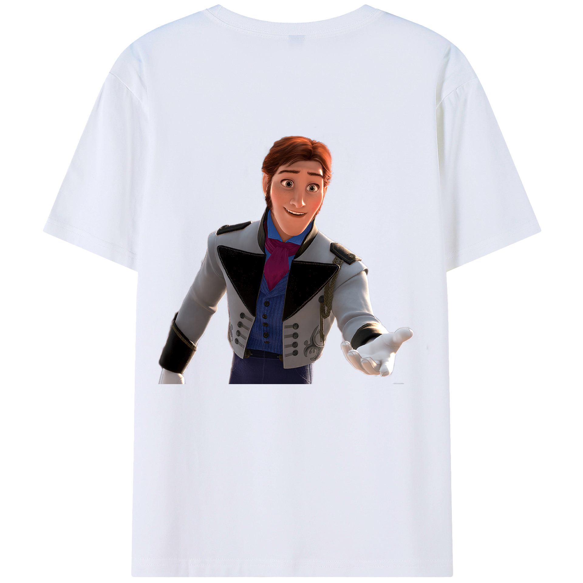 （画像用） アナと雪の女王 アンナ エルサ Frozen Anna Elsa 綿100％ メンズ半袖Tシャツ（バックプリント） 通気性