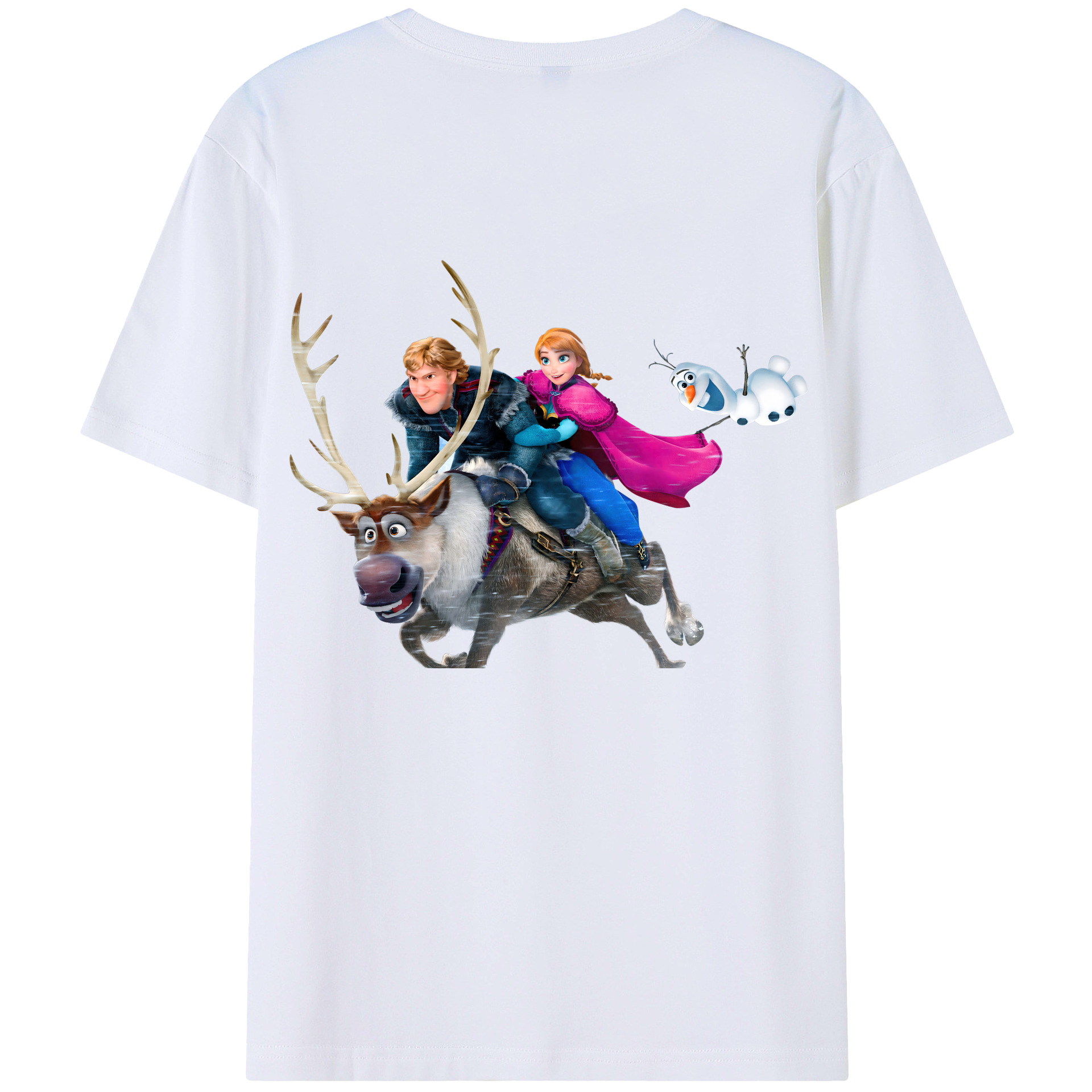 （画像用） アナと雪の女王 アンナ エルサ Frozen Anna Elsa 綿100％ メンズ半袖Tシャツ（バックプリント） 通気性