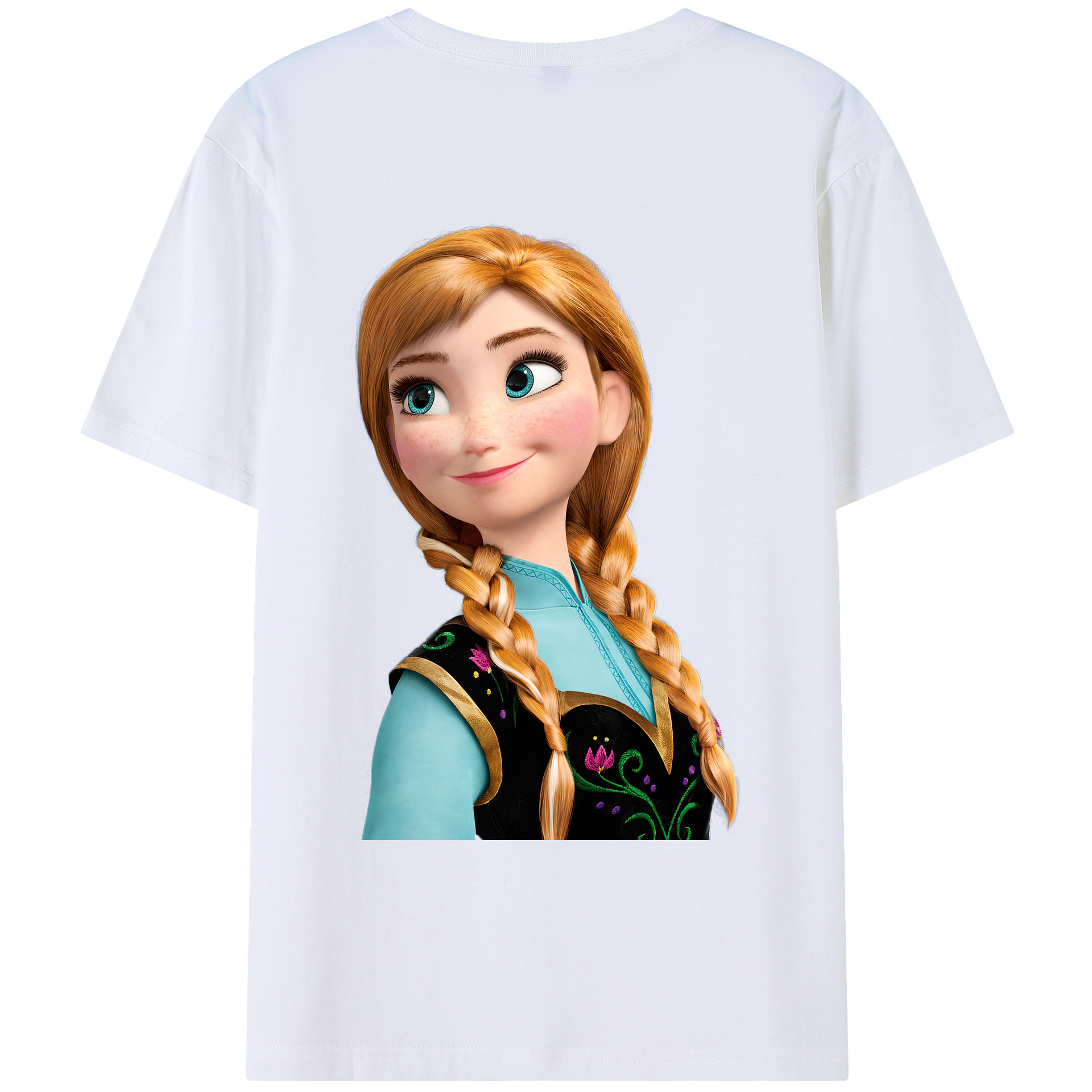 （画像用） アナと雪の女王 アンナ エルサ Frozen Anna Elsa 綿100％ メンズ半袖Tシャツ（バックプリント） 通気性