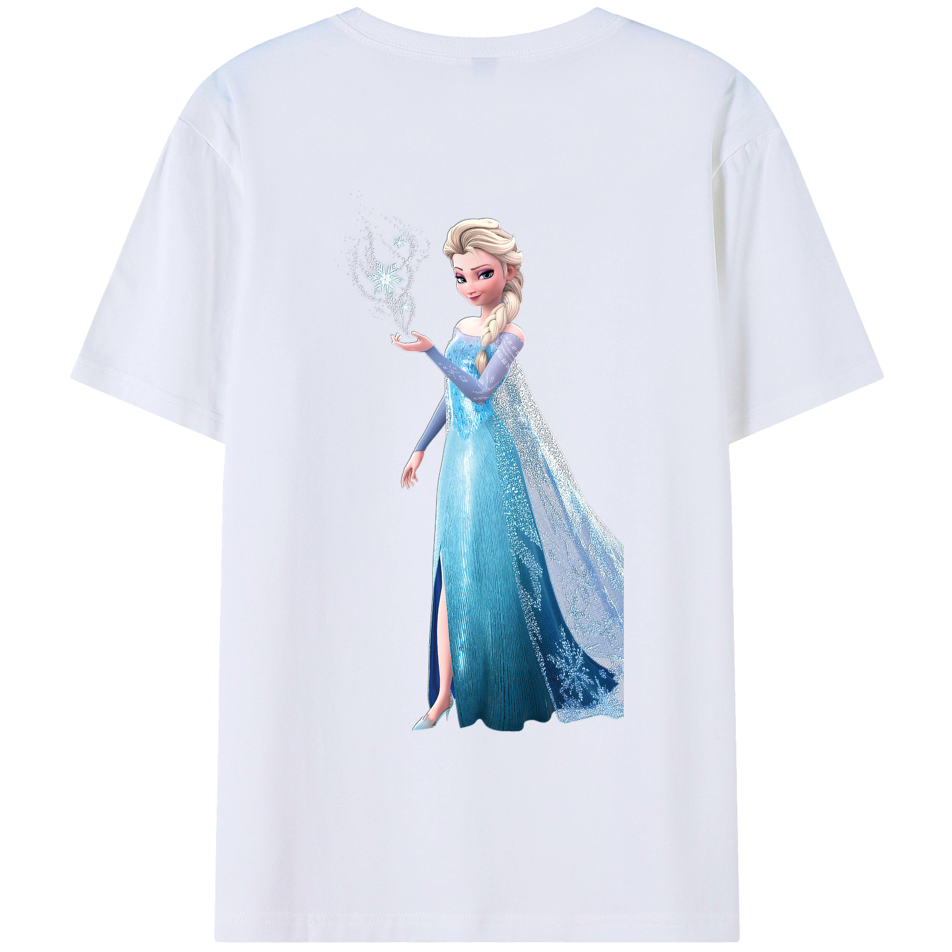 （画像用） アナと雪の女王 アンナ エルサ Frozen Anna Elsa 綿100％ メンズ半袖Tシャツ（バックプリント） 通気性