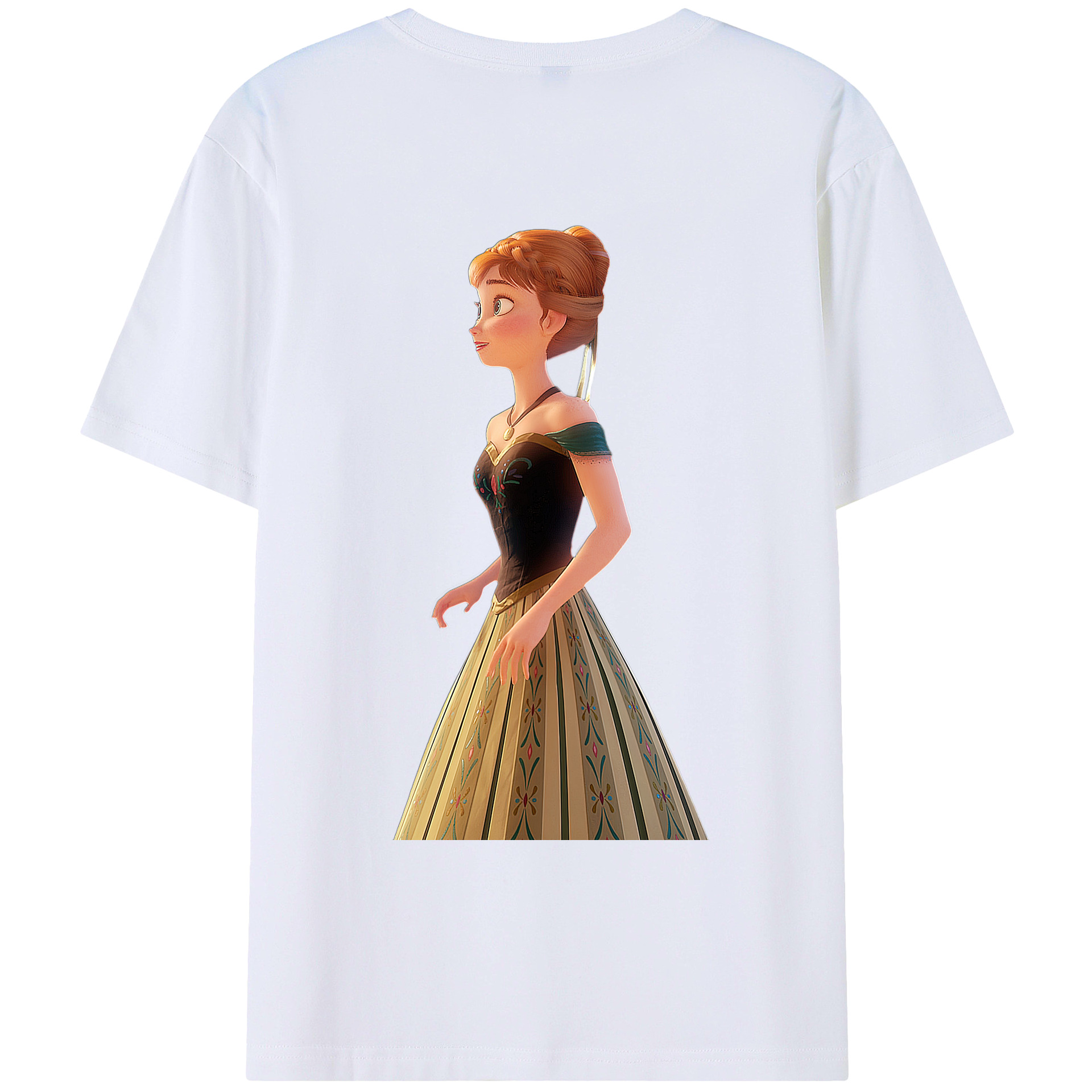 （画像用） アナと雪の女王 アンナ エルサ Frozen Anna Elsa 綿100％ メンズ半袖Tシャツ（バックプリント） 通気性