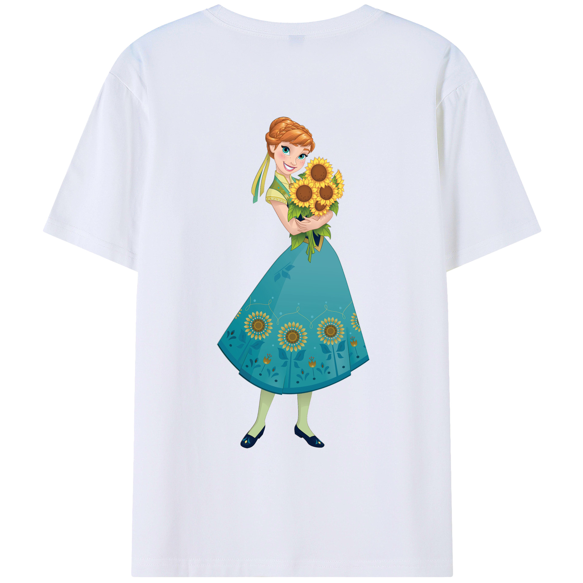 （画像用） アナと雪の女王 アンナ エルサ Frozen Anna Elsa 綿100％ メンズ半袖Tシャツ（バックプリント） 通気性